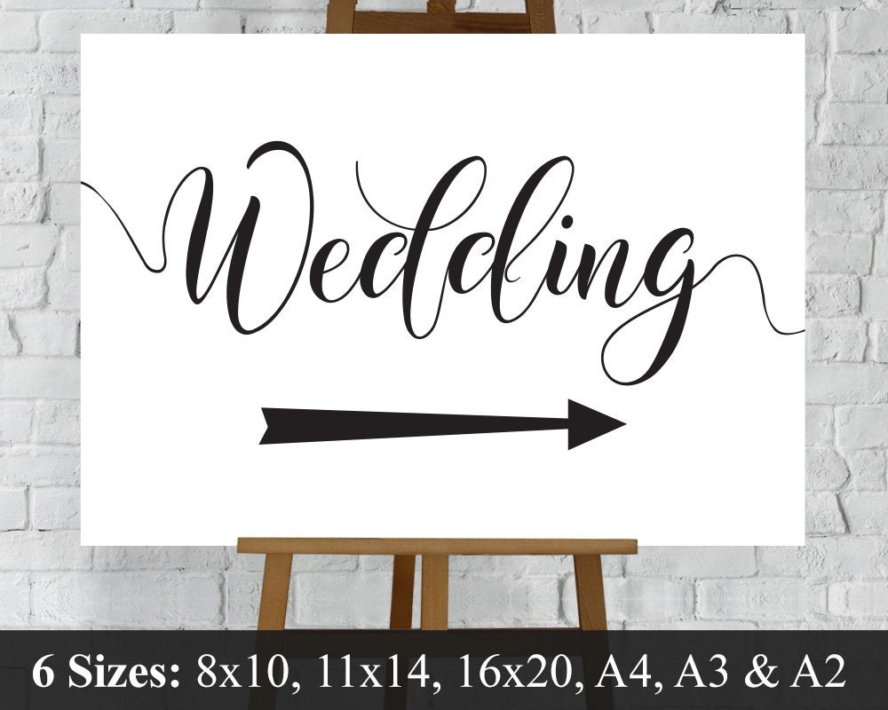 Wedding Directions Sign Wedding This Way Left U0026 Right Arrows Printable Download Etsy