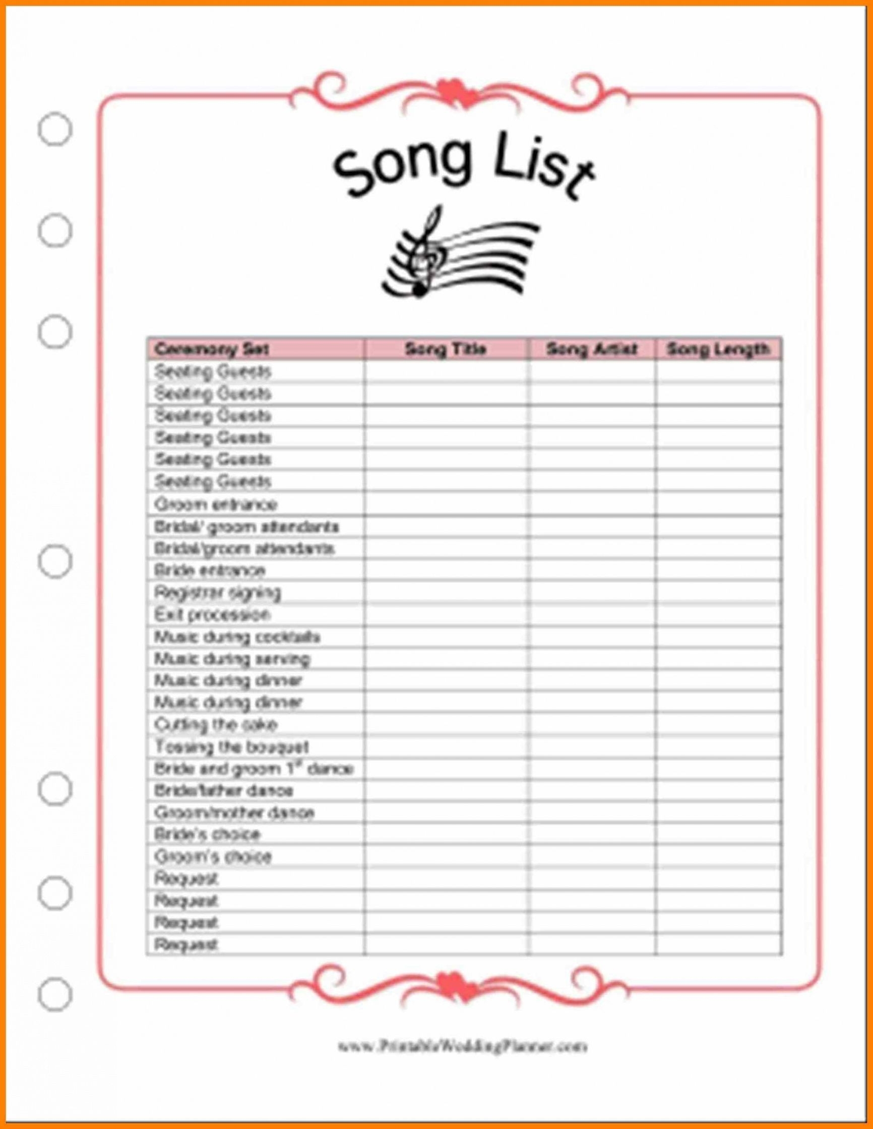 Wedding Dj Checklist Template Dremelmicro