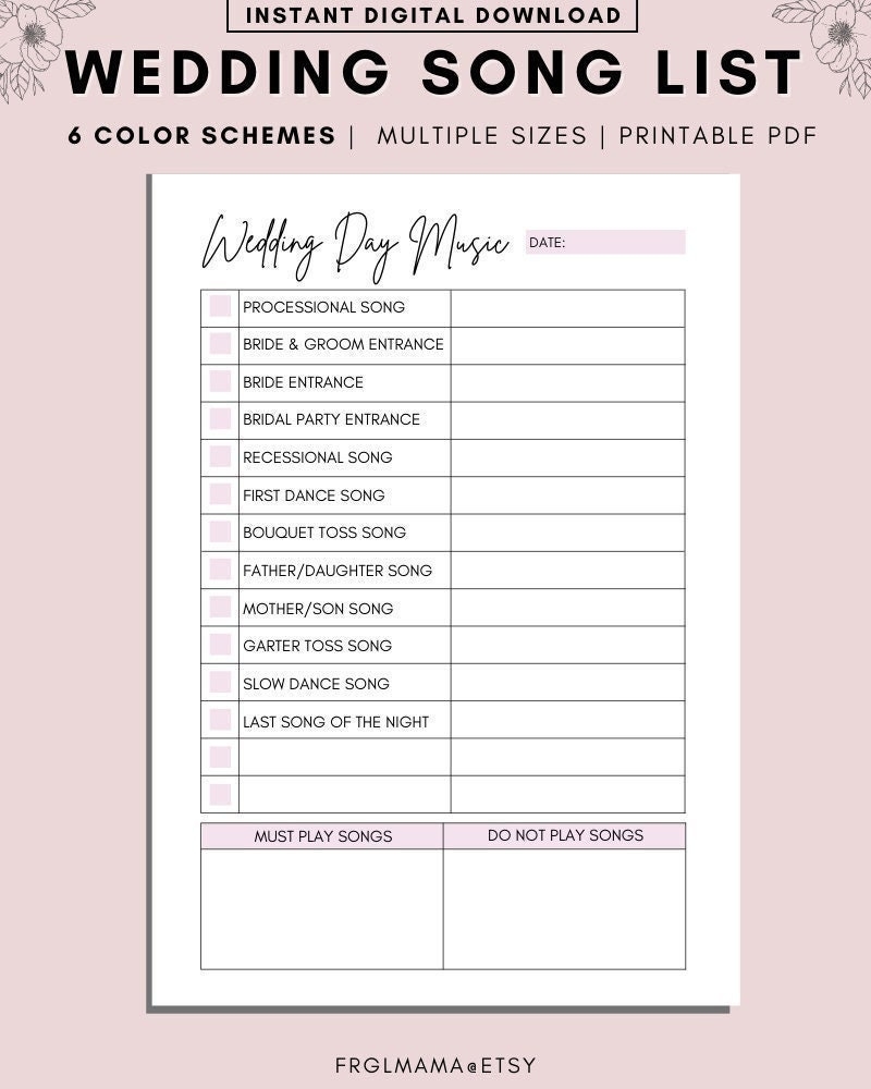 Wedding Dj List Template