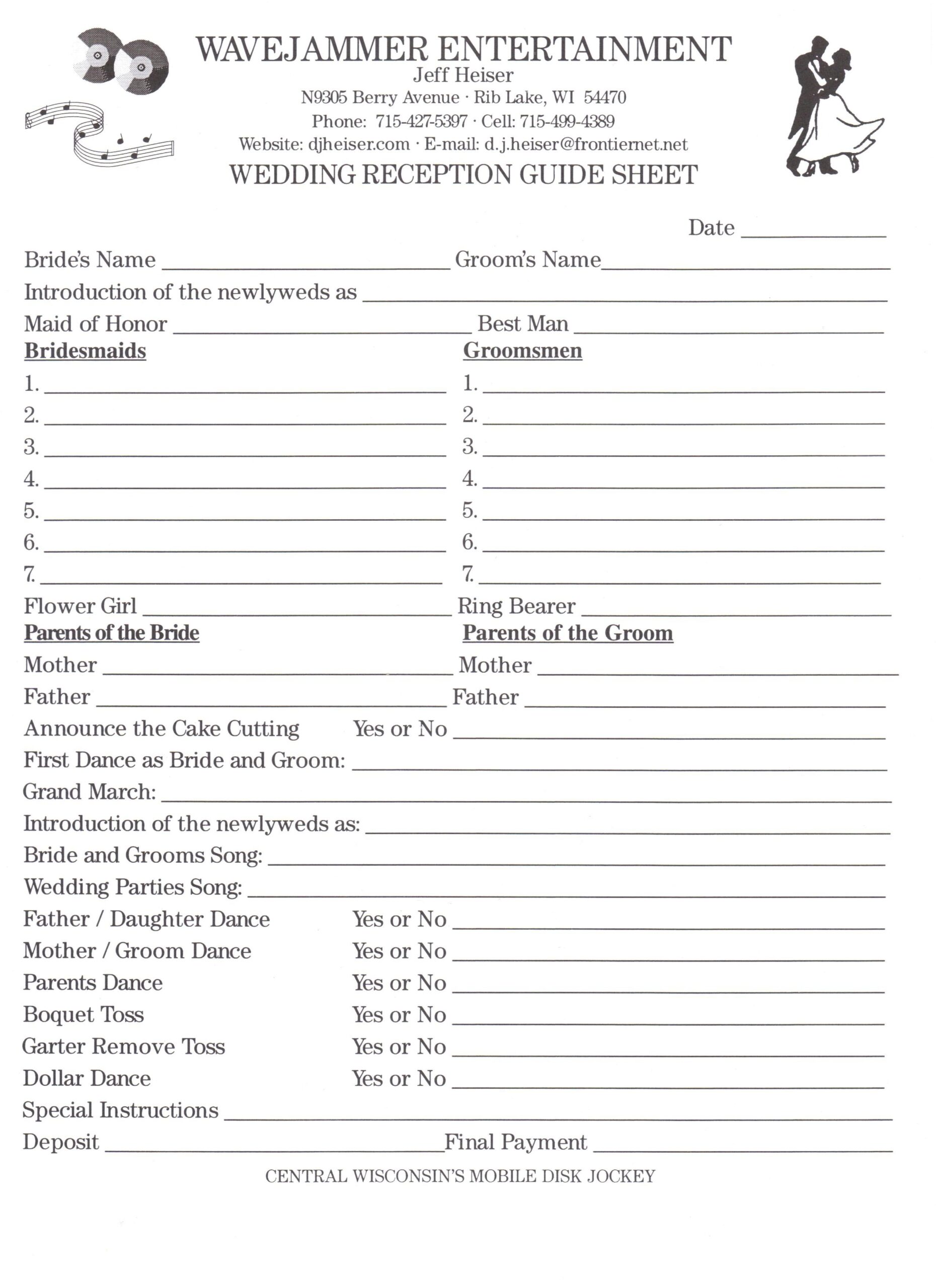 Wedding Dj List Template Printable Word Searches