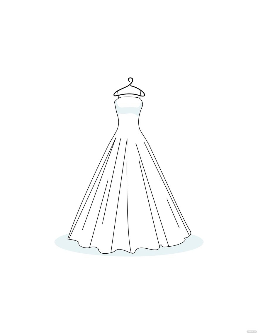 Wedding Dress Coloring Page In Illustrator EPS JPG PNG SVG Download Template