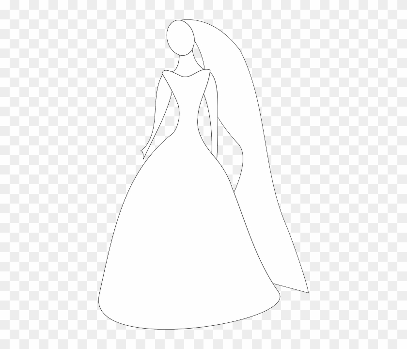 Wedding Dress Outline Bride Silhouette Clip Art Free Transparent 