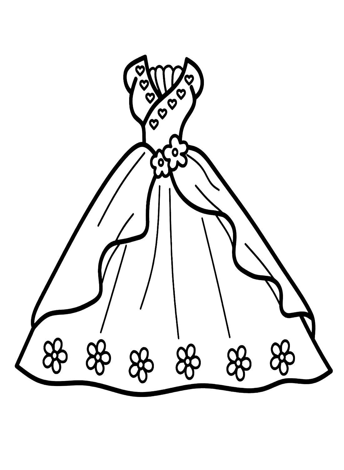 Wedding Dress With Flowers Coloring Page Free Printable Coloring Pages
