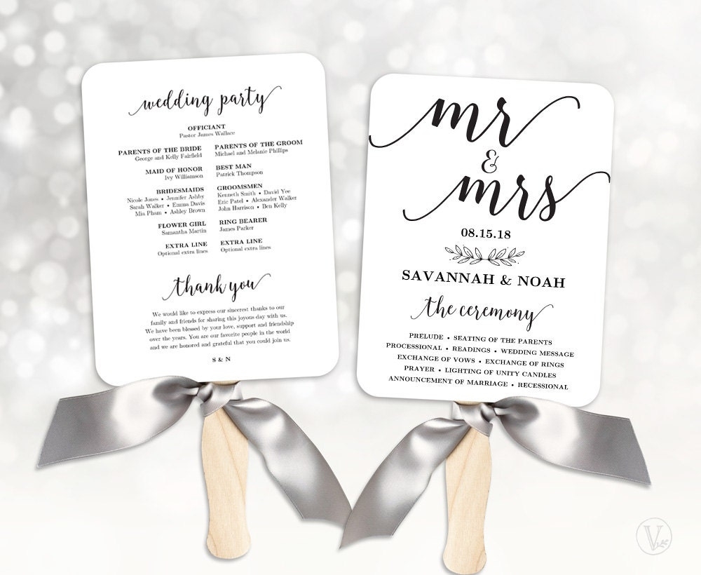 Wedding Fans Printable Wedding Fan Program Template Fan