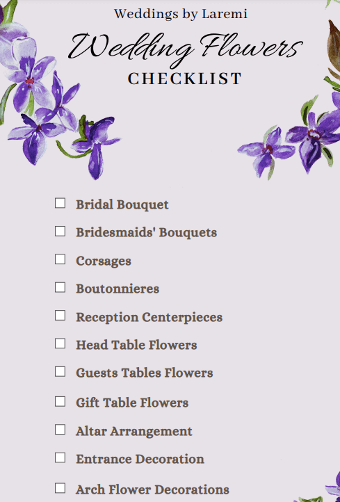 Wedding Flower Checklist Printable 2023 FREE Template 