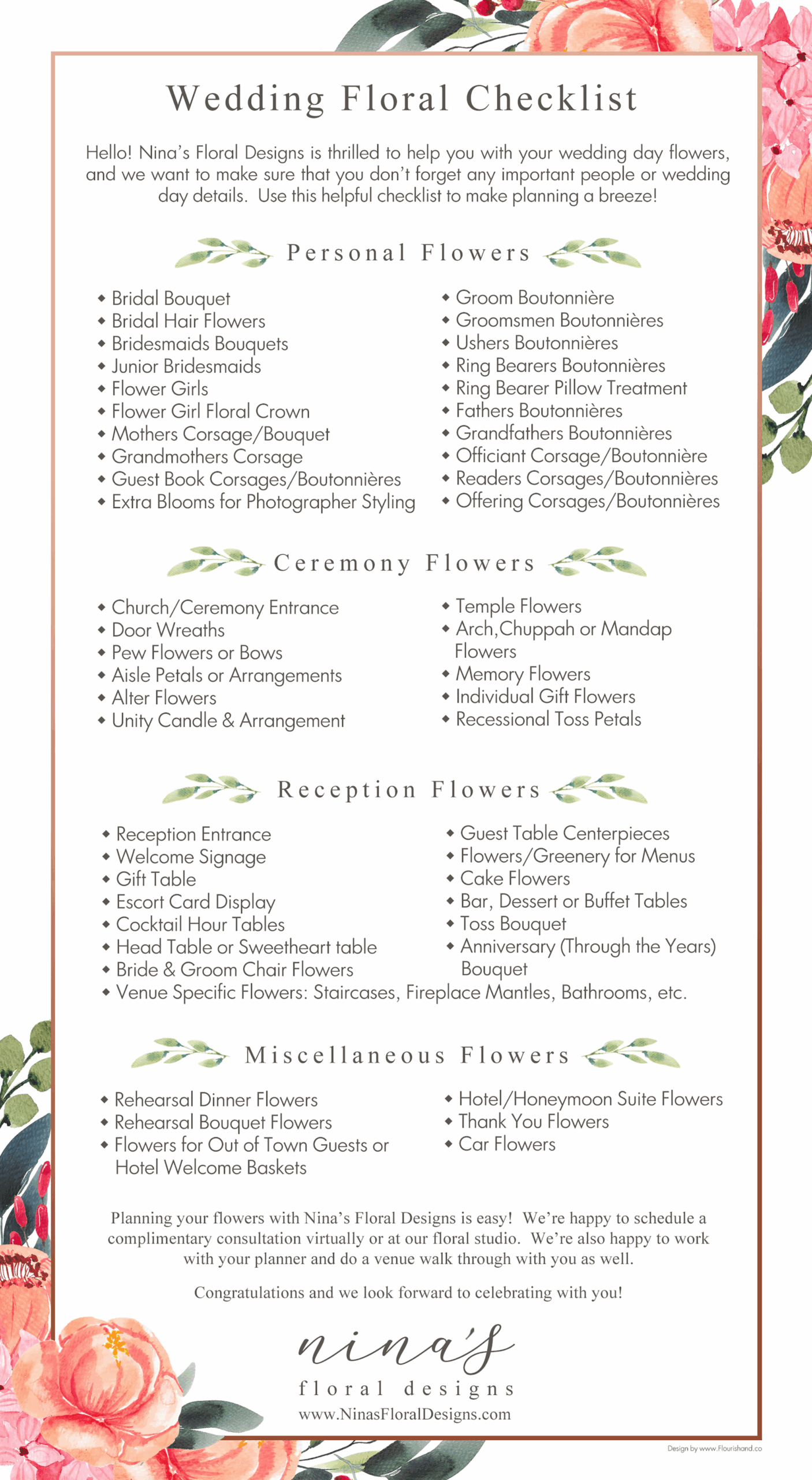 Wedding Flower Checklist Printable Best Flower Site