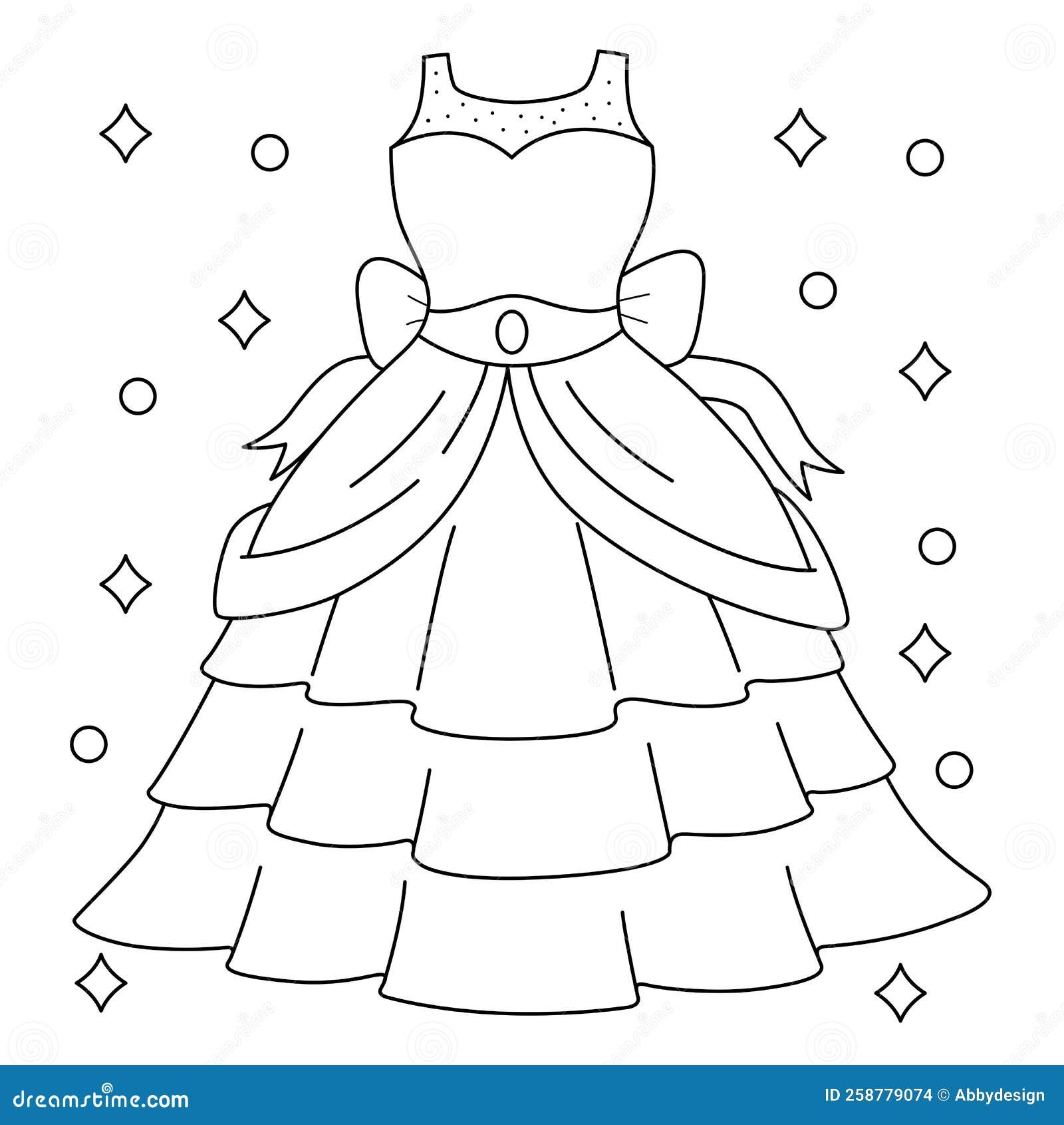 Wedding Gown Coloring Page For Kids Stock Vector Illustration Of Vows Matrimony 258779074
