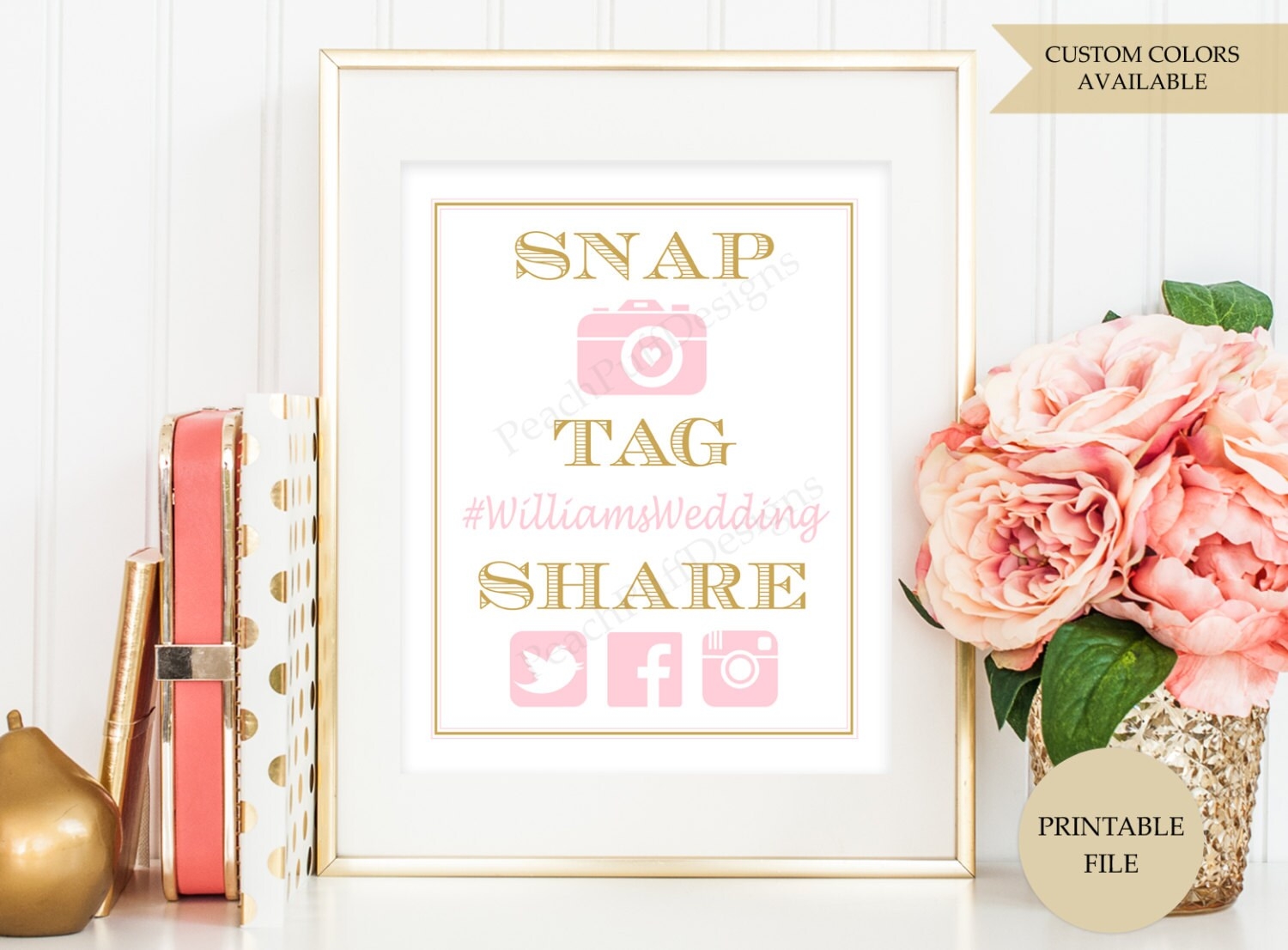 Wedding Hashtag Sign PRINTABLE FILE Hashtag Wedding Sign