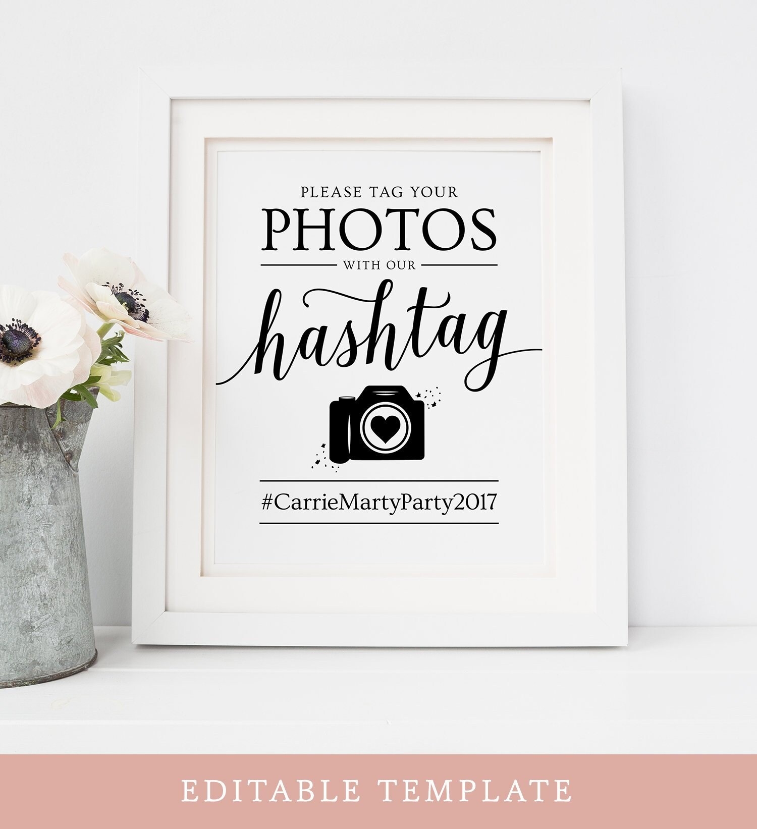 Wedding Hashtag Sign Printable Hashtag Sign For Wedding Etsy