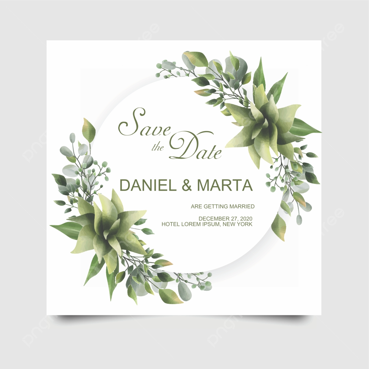 Wedding Invitation Leaves Watercolor Style Template Download On Pngtree