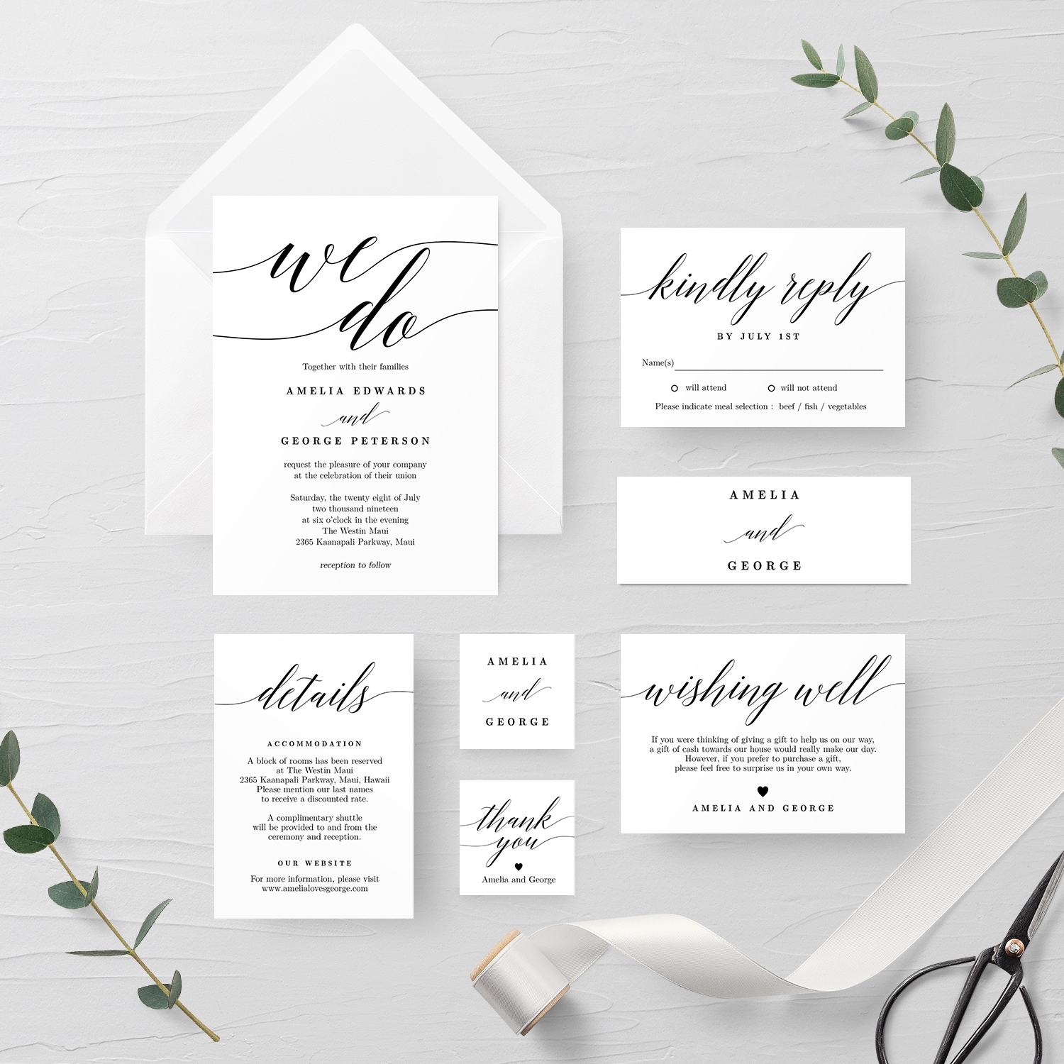 Wedding Invitation Suite Templates