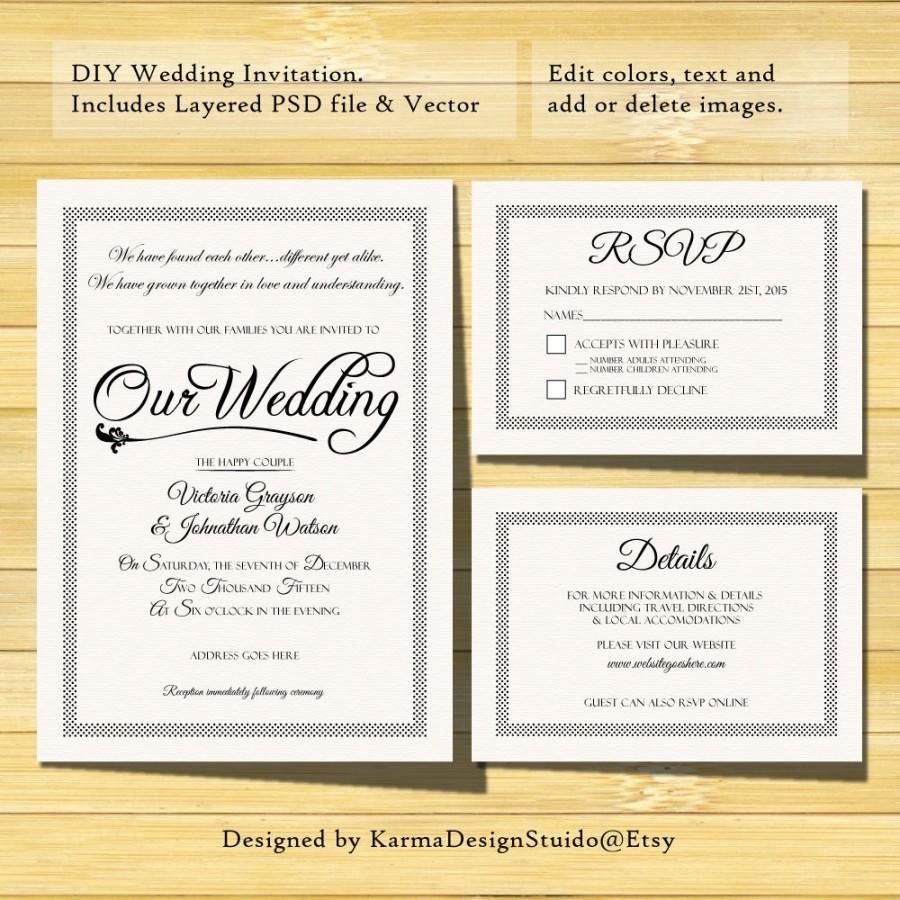 Wedding Invitation Template Instant Download Printable Invitation 