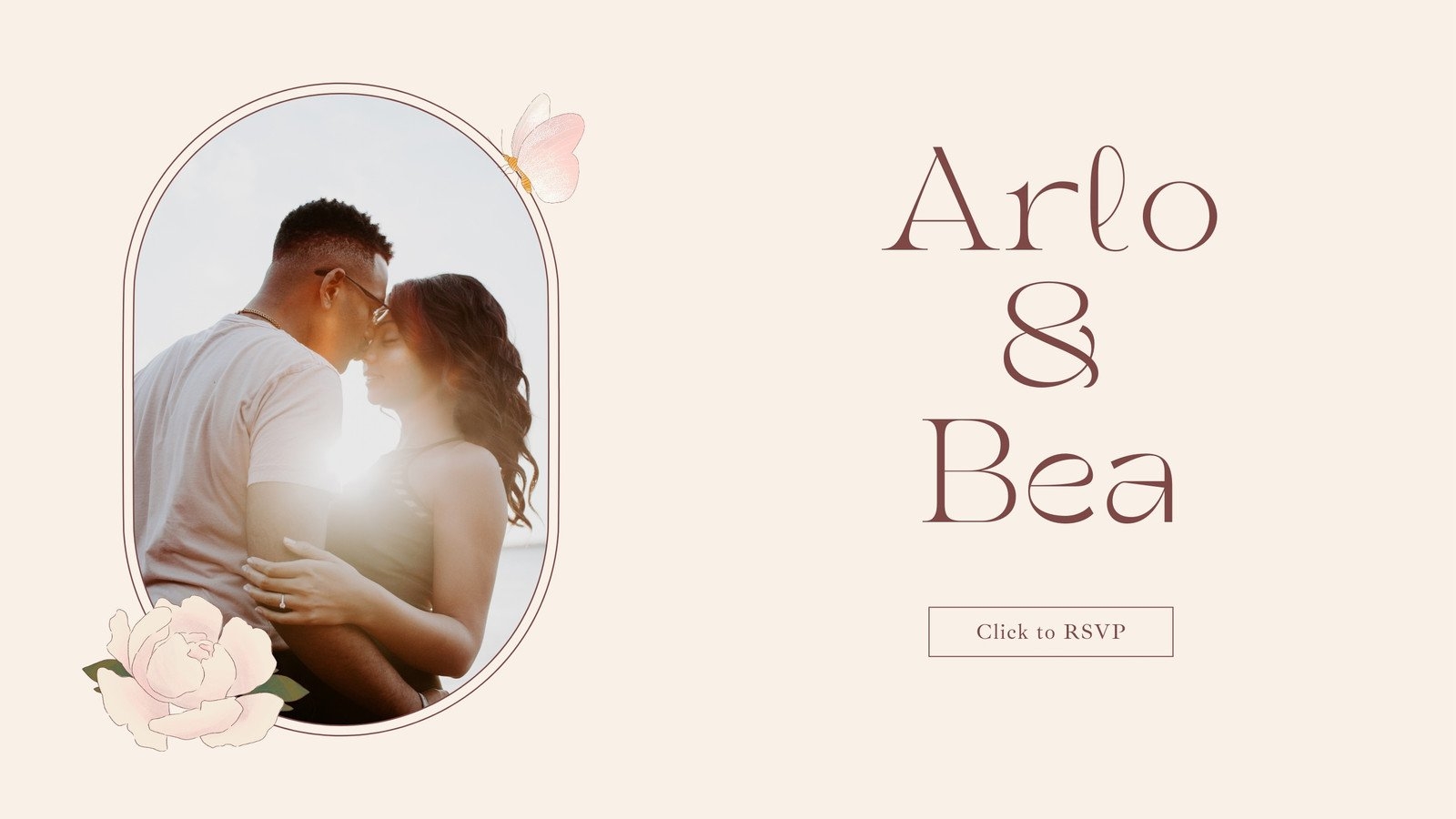 Wedding Invitation Wedding Website In Light Beige And Brown Light Floral Style