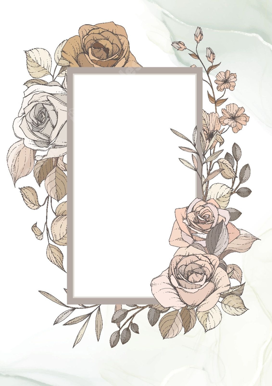 Wedding Invitation With Champagne And Floral Border Page Border Background Word Template And Google Docs For Free Download