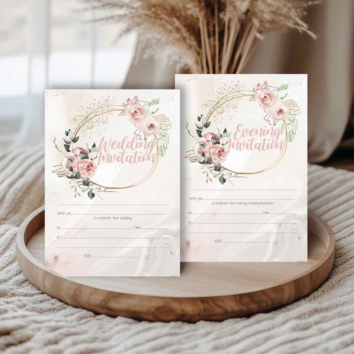 WEDDING INVITATIONS BLANK GOLD U0026 BLUSH ROSE MARBLE PRINT PACKS OF 10