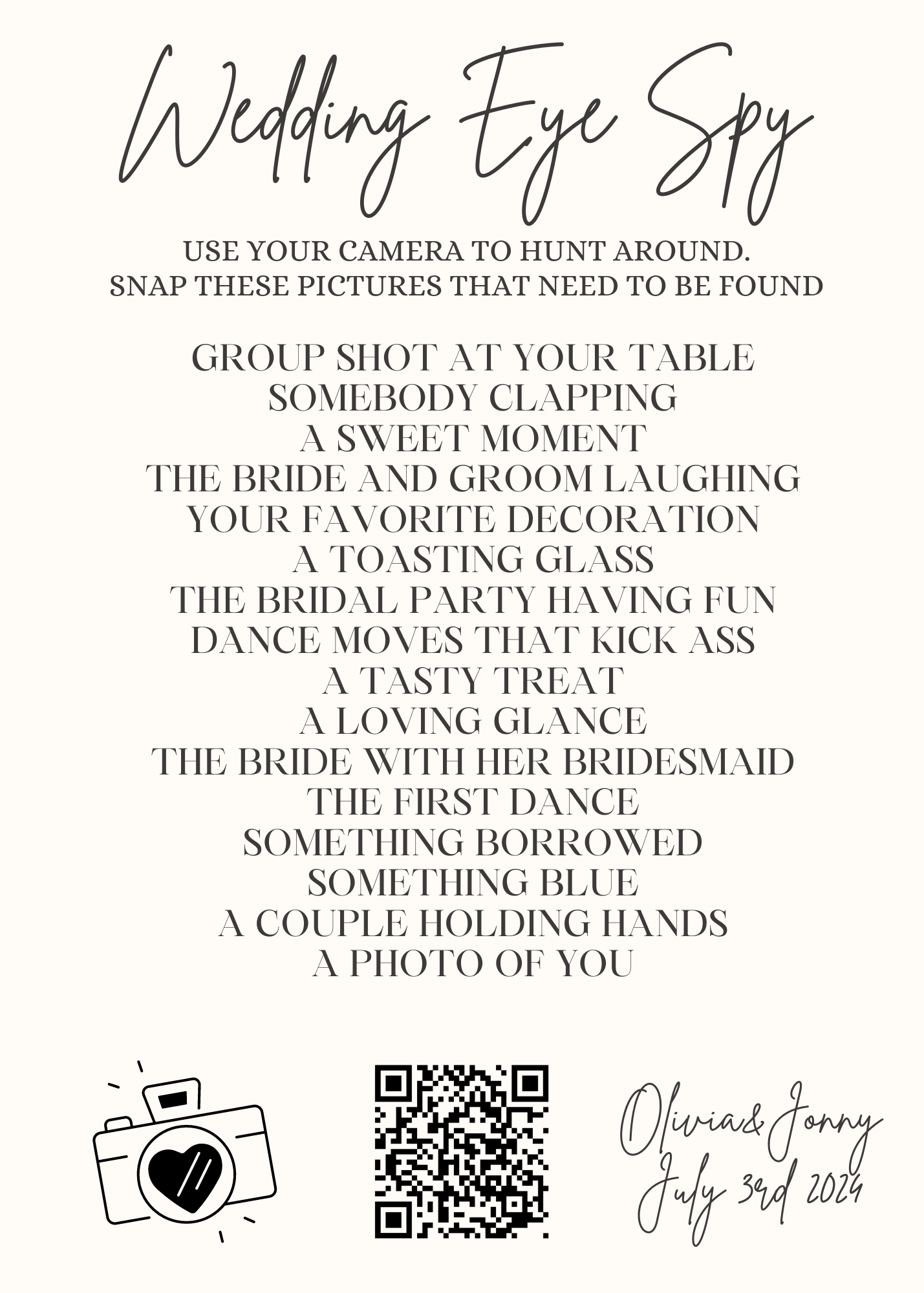 Wedding ISpy Wedding Photo Scavenger Hunt Ideas