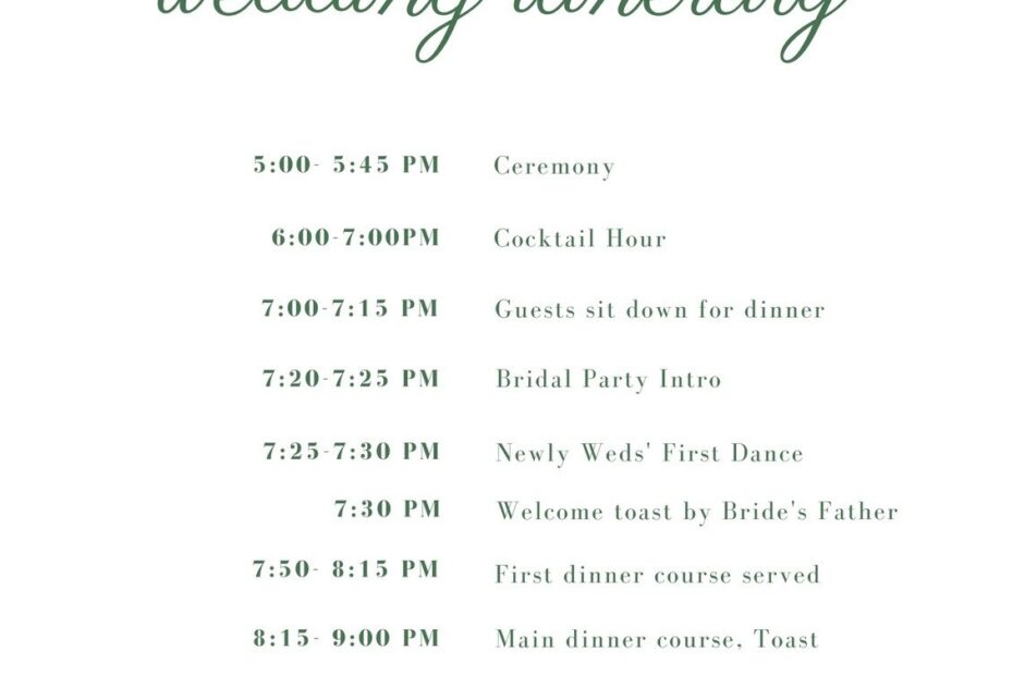Wedding Itinerary Template Free PRINTABLE TEMPLATES
