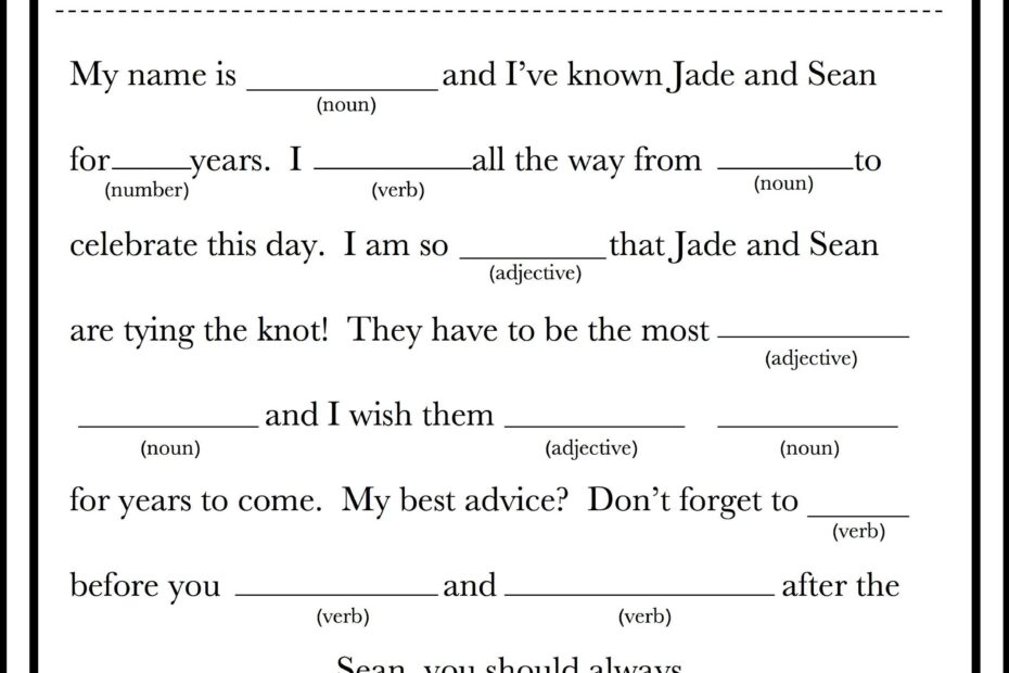 Wedding Mad Libs Free Printables Printable Word Searches