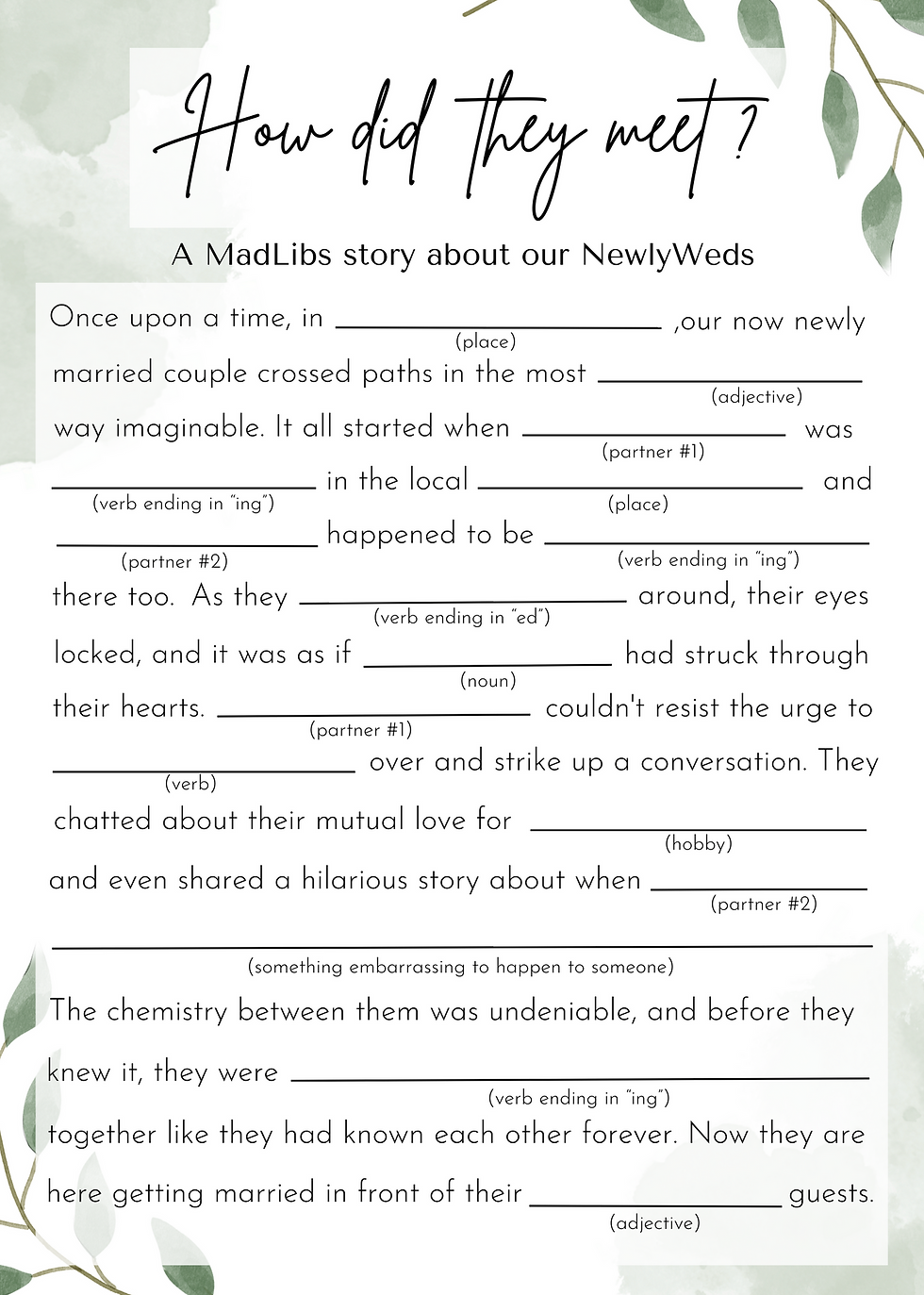 Wedding MadLibs TheWeddingTalk