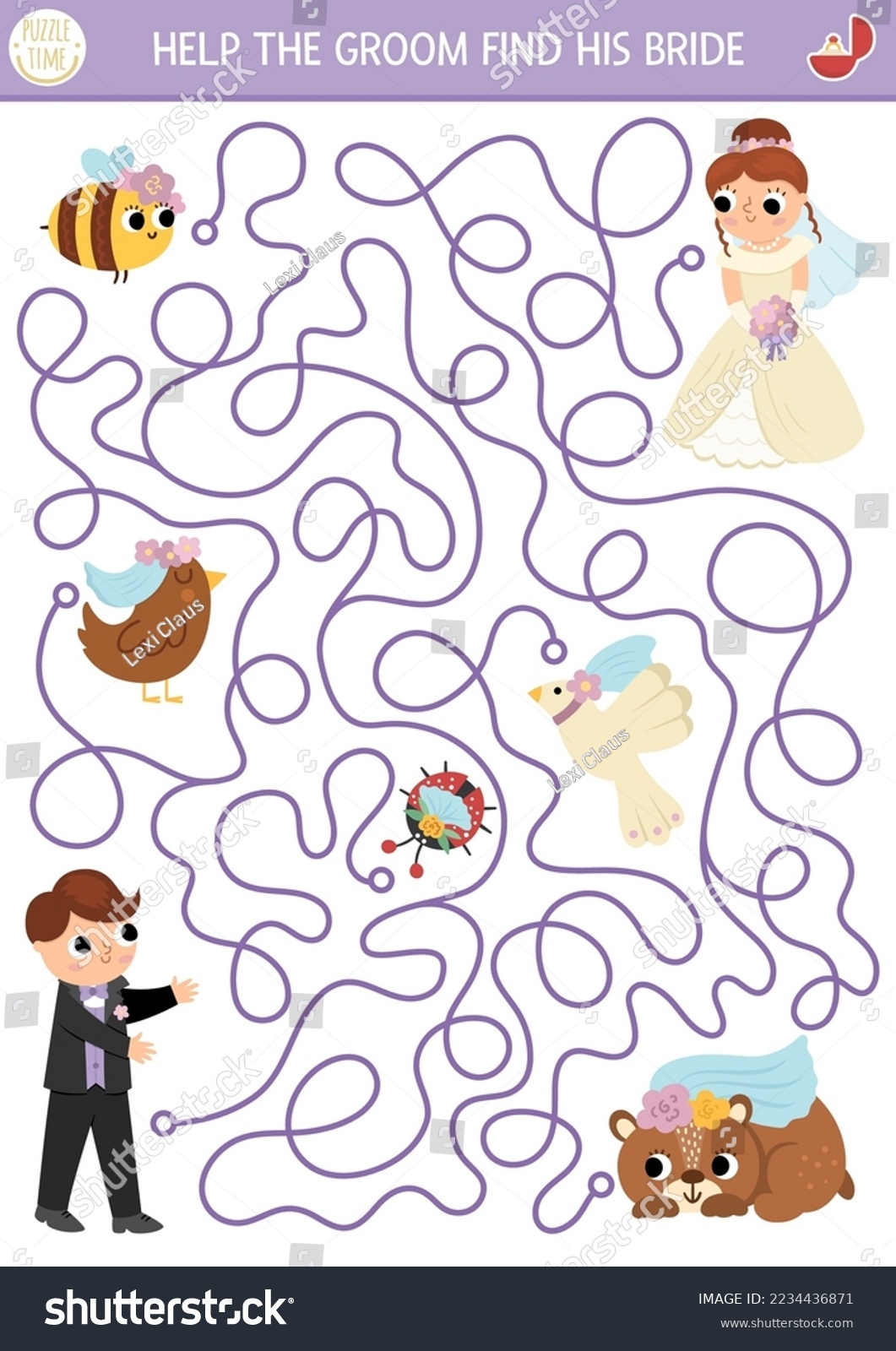 Wedding Maze Kids Just Married Couple Stock Vector Royalty Free 2234436871 Shutterstock