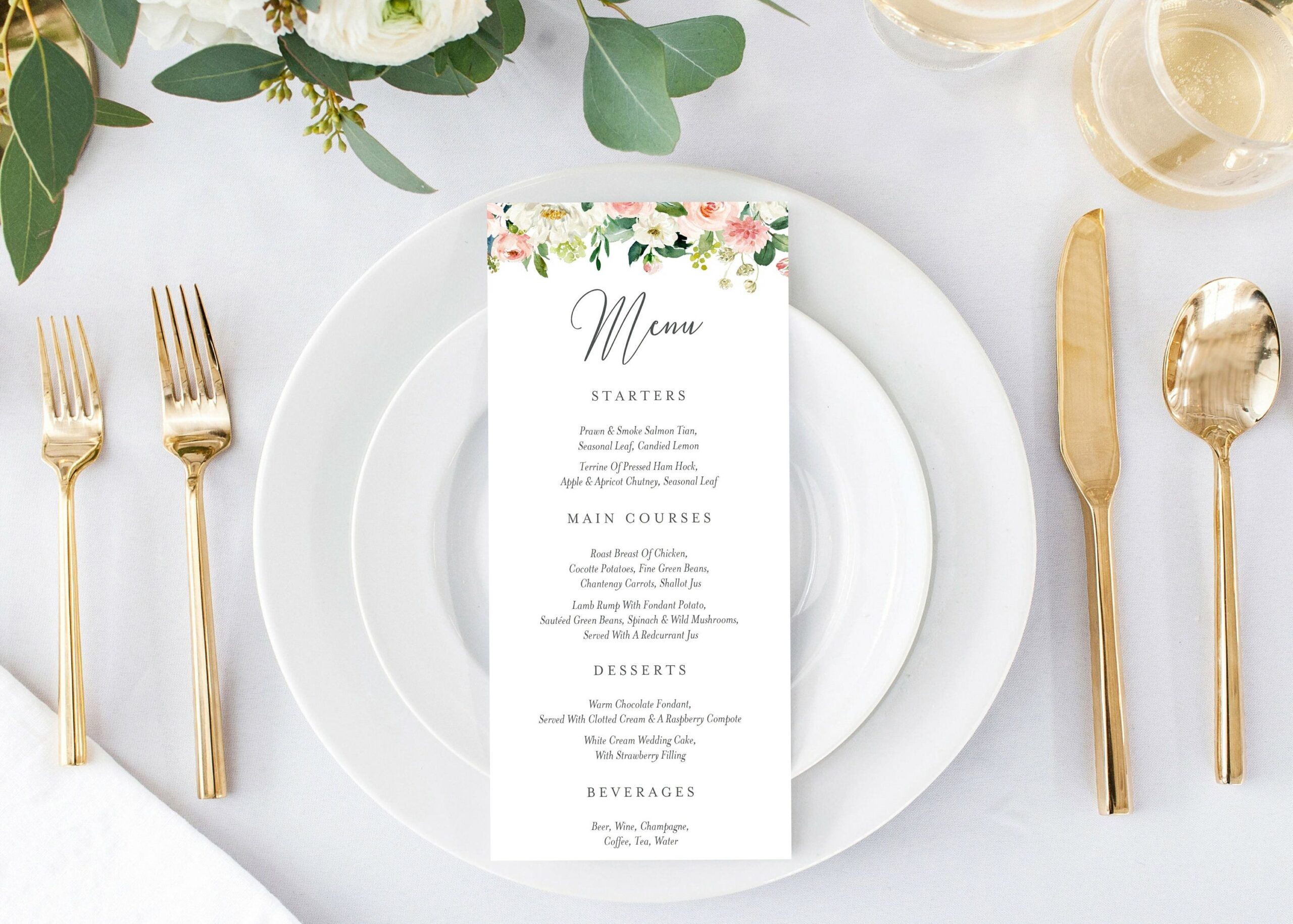 Wedding Menu Card Editable Template INSTANT DOWNLOAD Summer Etsy 