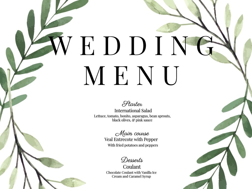 Wedding Menu Template Free Download