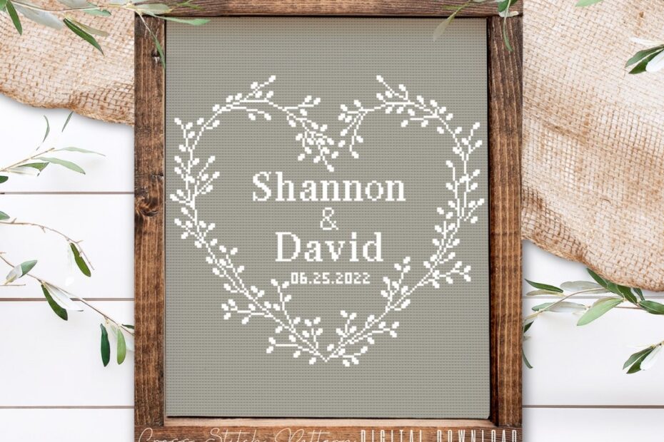 Wedding Modern Cross Stitch Pattern Personalized Counted Cross Stitch Wedding Anniversary Sampler Engagement Gift Digital Download PDF Etsy Australia