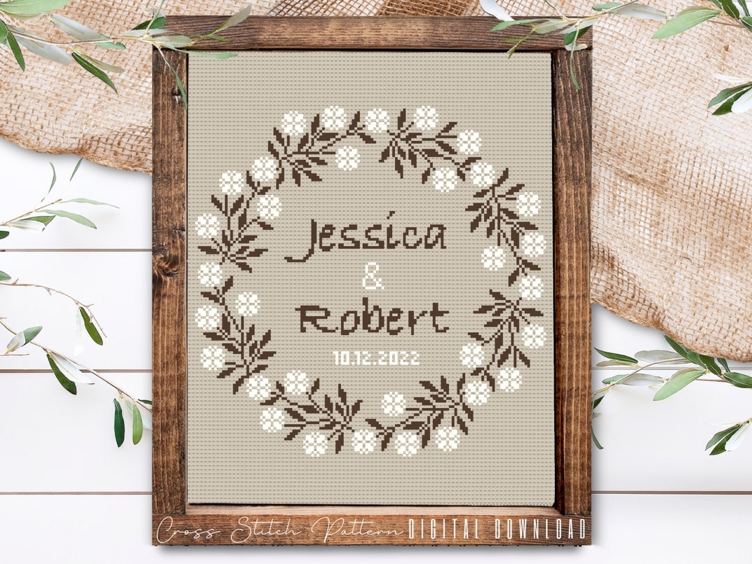 Wedding Modern Cross Stitch Pattern Personalized Counted Cross 