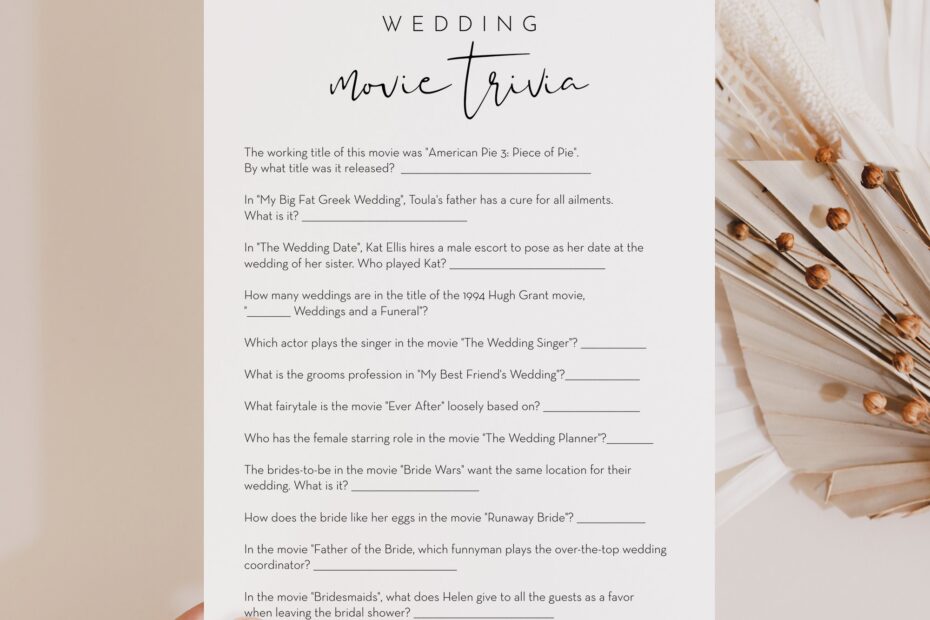 Wedding Movie Trivia Bridal Shower Game Template Minimalist Bridal Shower Printable Editable Instant Download Templett 0031 27BRG Etsy