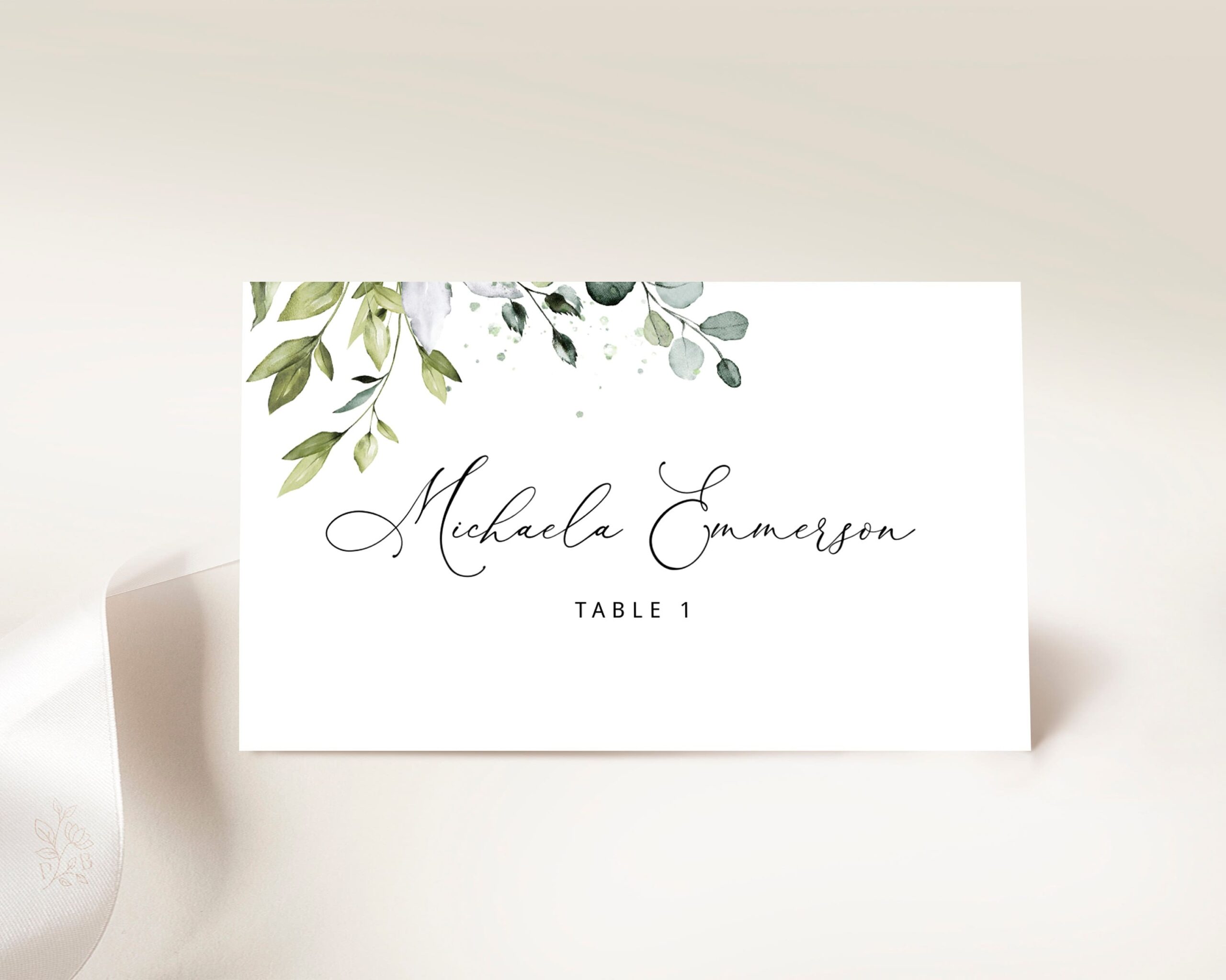 Wedding Name Cards Greenery Wedding Place Cards Editable Template 