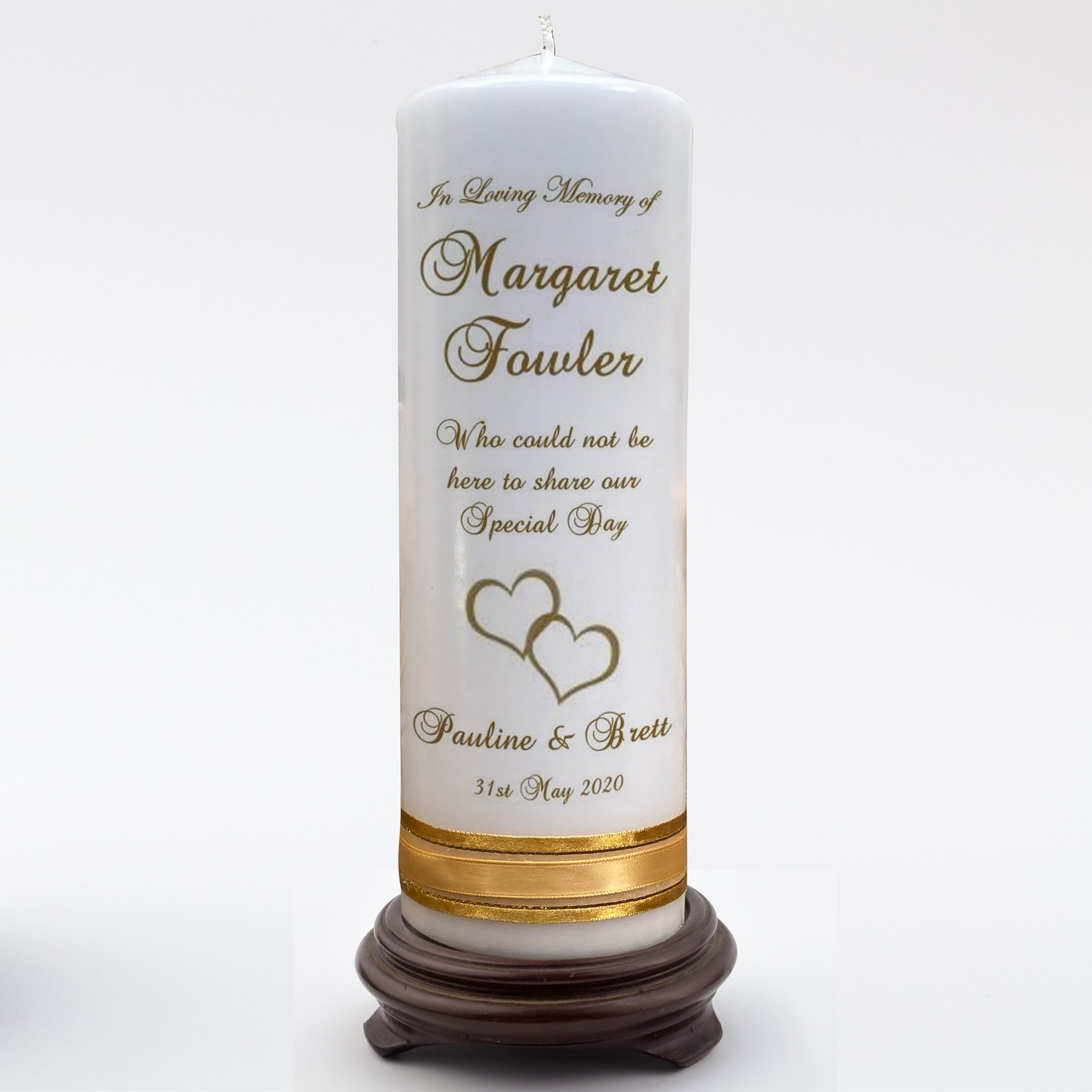 Wedding Personalised Memorial Candle Double Classic