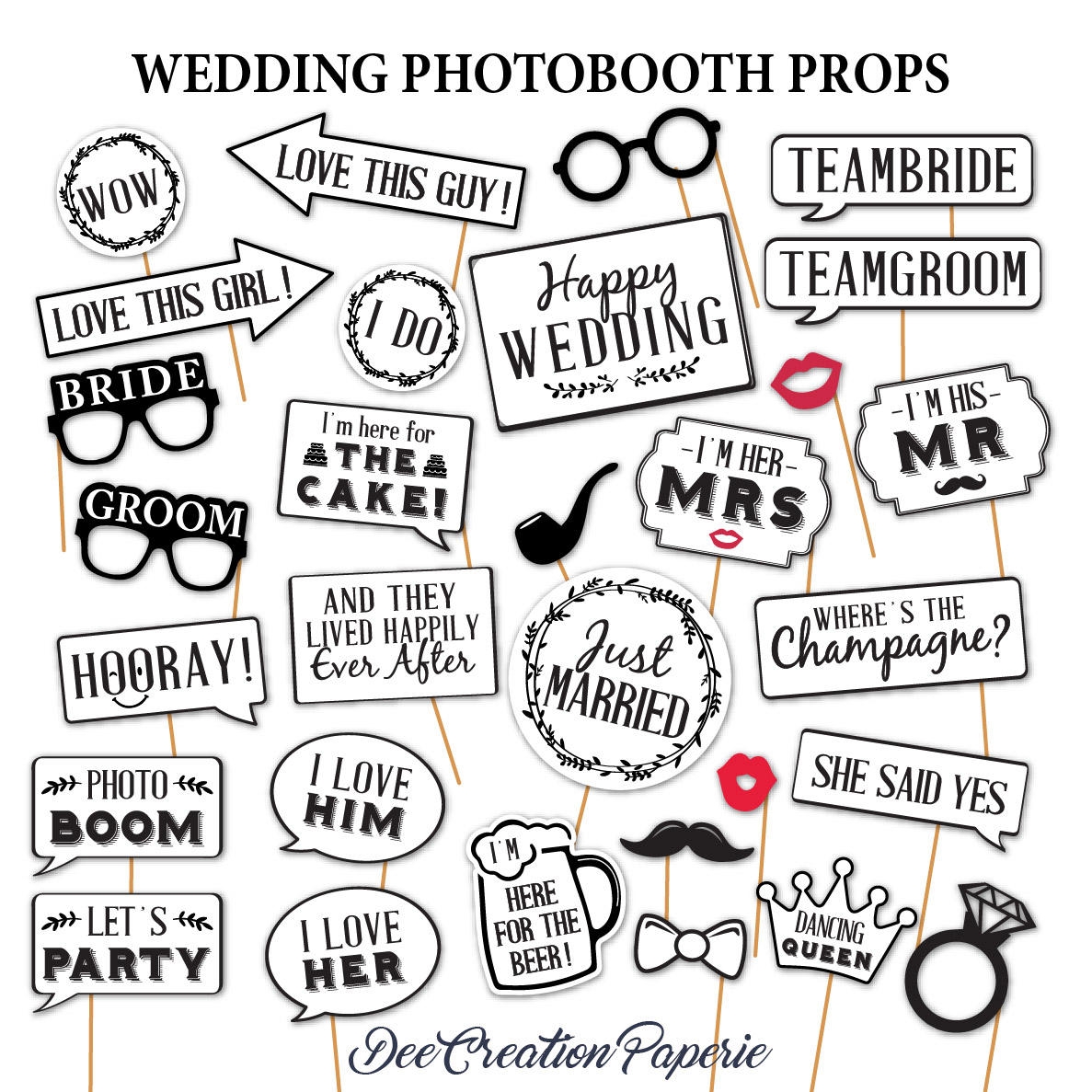 Wedding Photo Booth Props Free Printable Templates Worksheets 