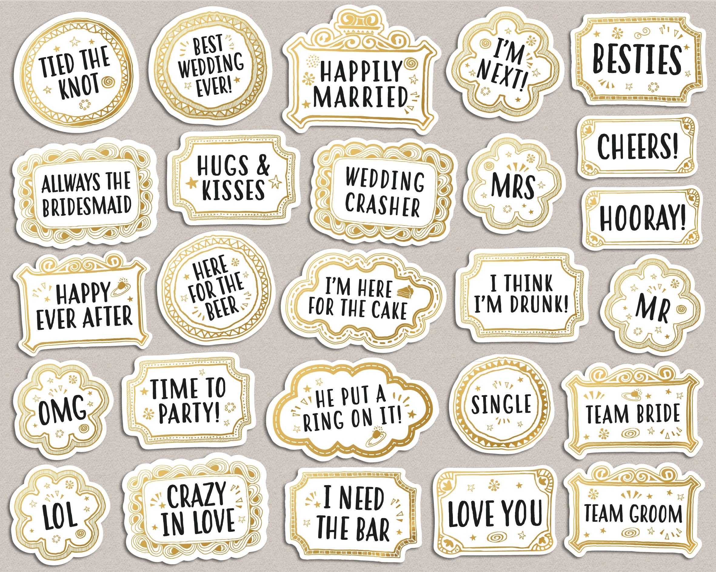 Wedding Photo Booth Props Printable Wedding Signs 26 Wedding Party Props Instant Download Etsy UK
