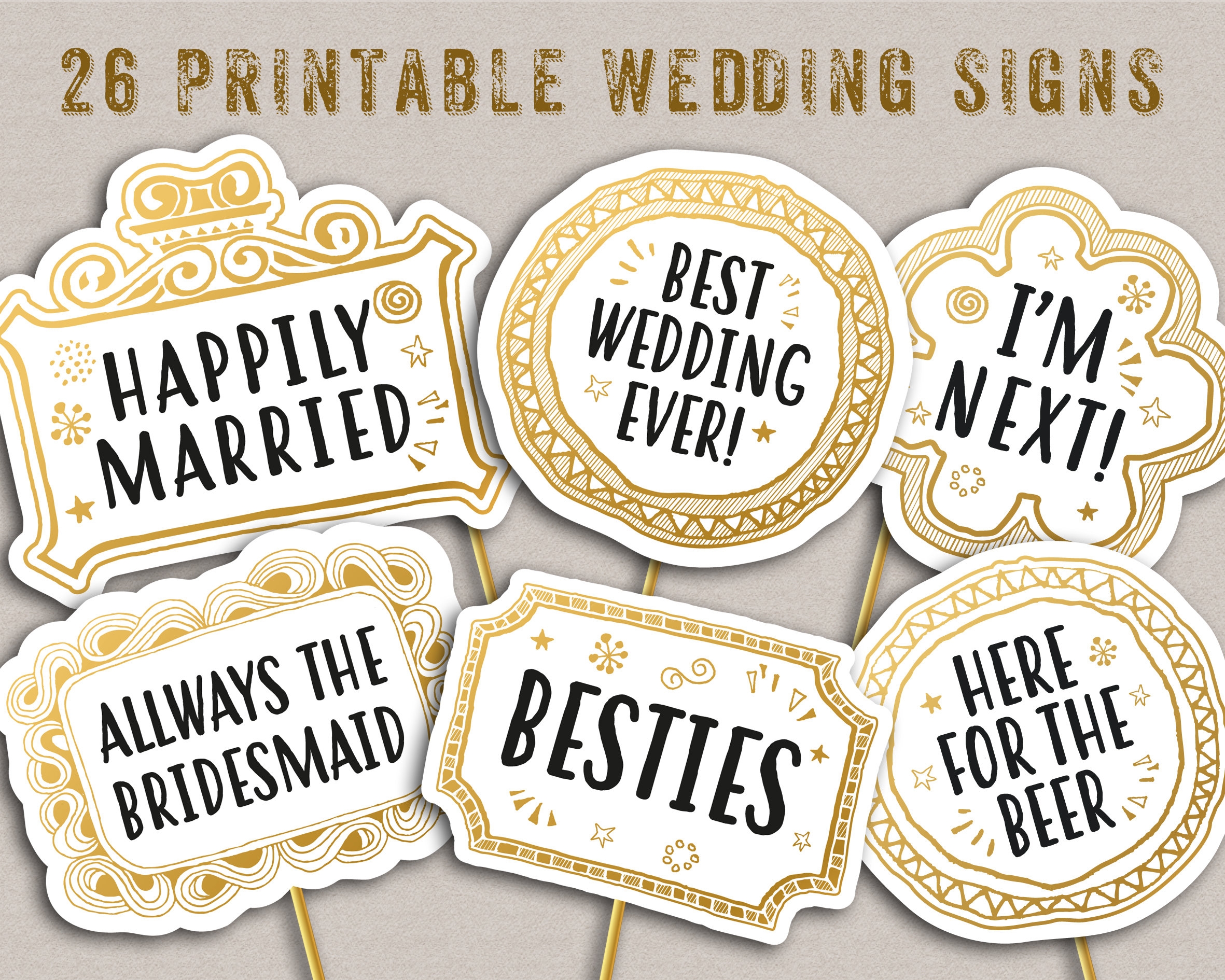 Wedding Photo Booth Props Printable Wedding Signs 26 Wedding 
