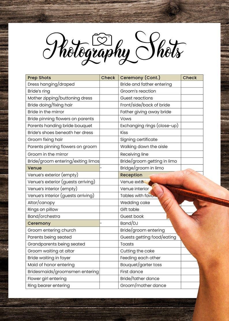 Wedding Photo List Template