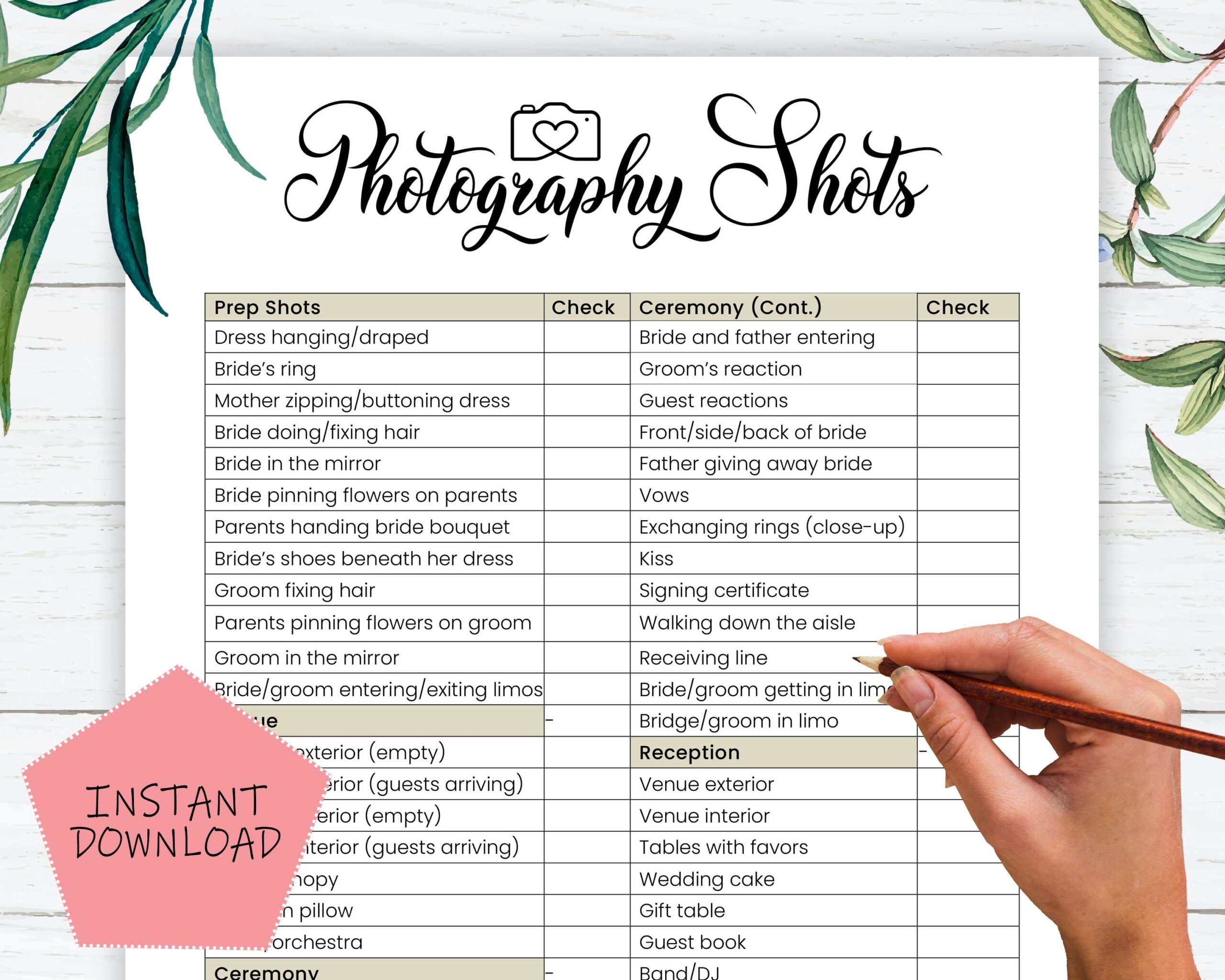 Wedding Photography Checklist Template Wedding Photographer 