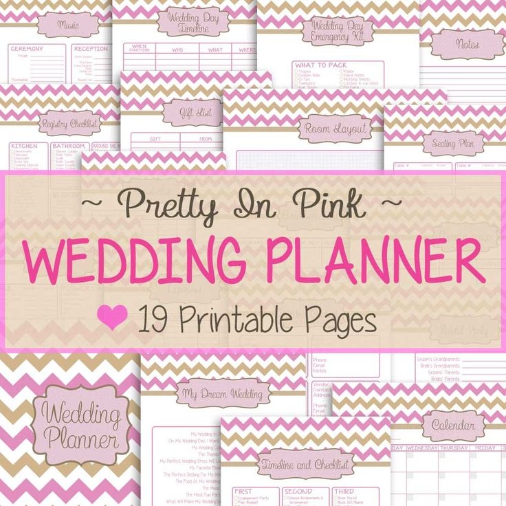 Wedding Planner 19 Printable Pages Pretty In Pink Etsy Wedding 