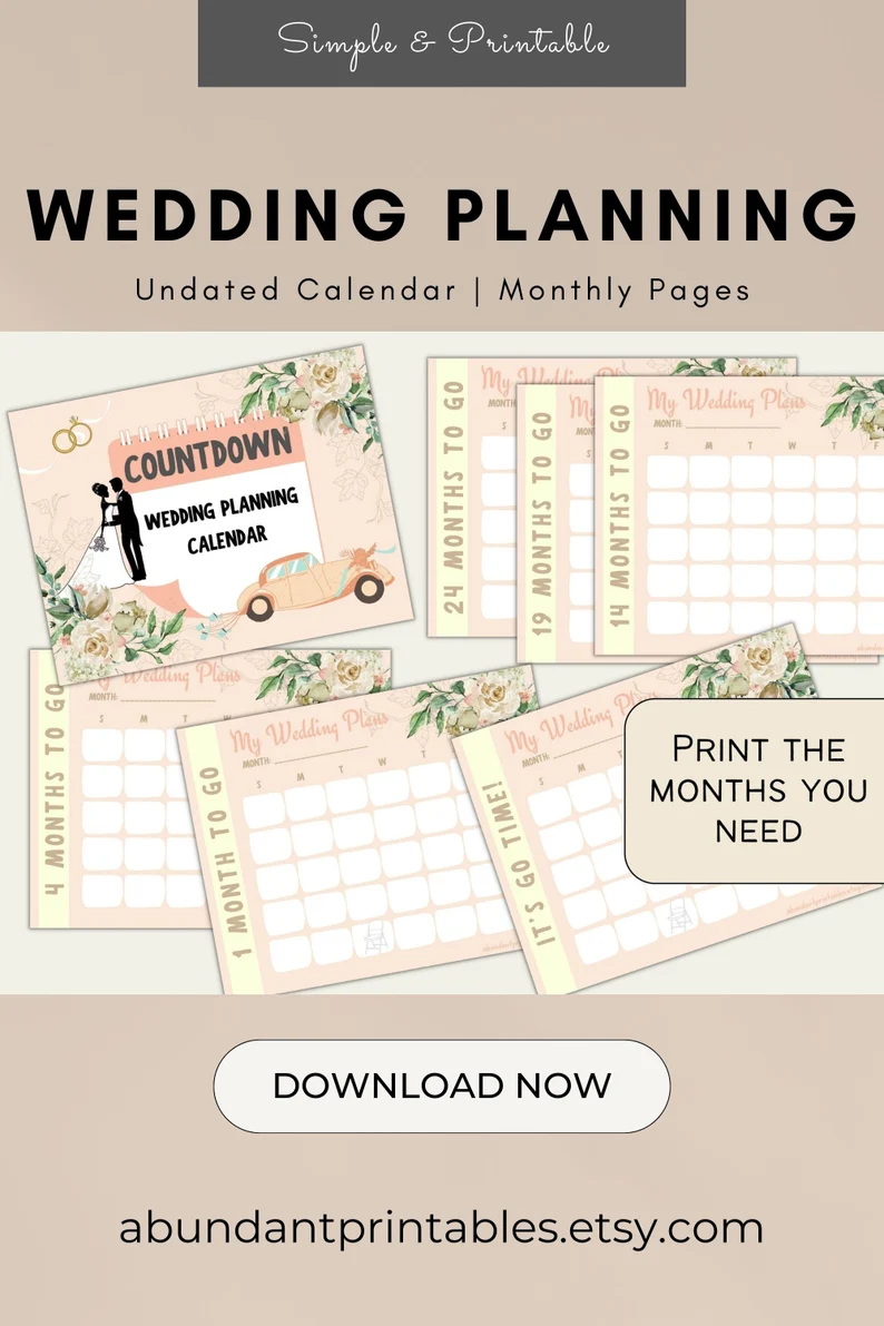 Wedding Planner Calendar Printable