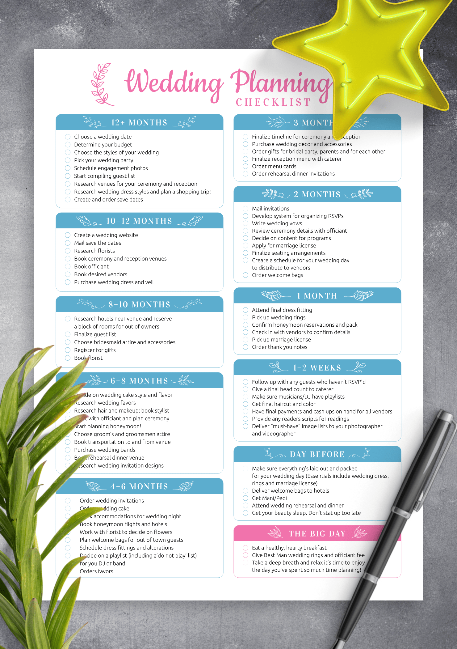 Wedding Planner Checklist Printable Productivity Planner Tips