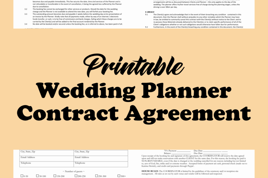 Wedding Planner Contract Agreement 7 Free PDF Printables Printablee
