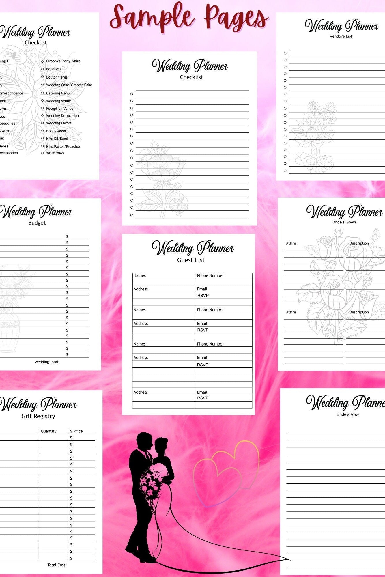 Wedding Planner Pack Printable Wedding Planner Wedding Plan 