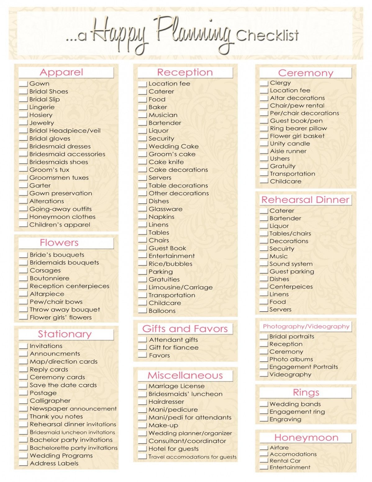 Wedding Planner Planning A Wedding Checklist The Knot Pdf Wedding Ch 