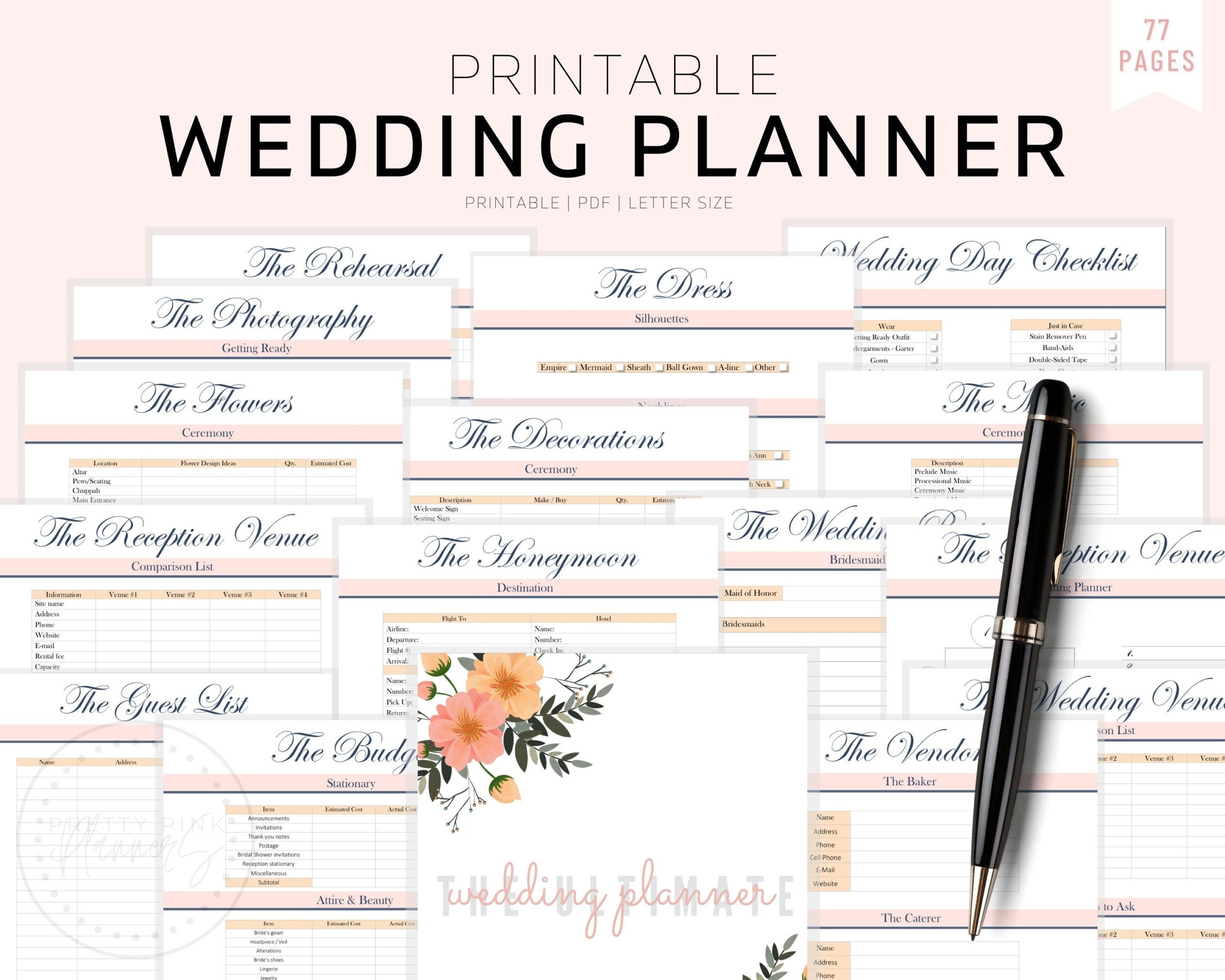 Wedding Planner Printable Printable Wedding Planner Kit Etsy 
