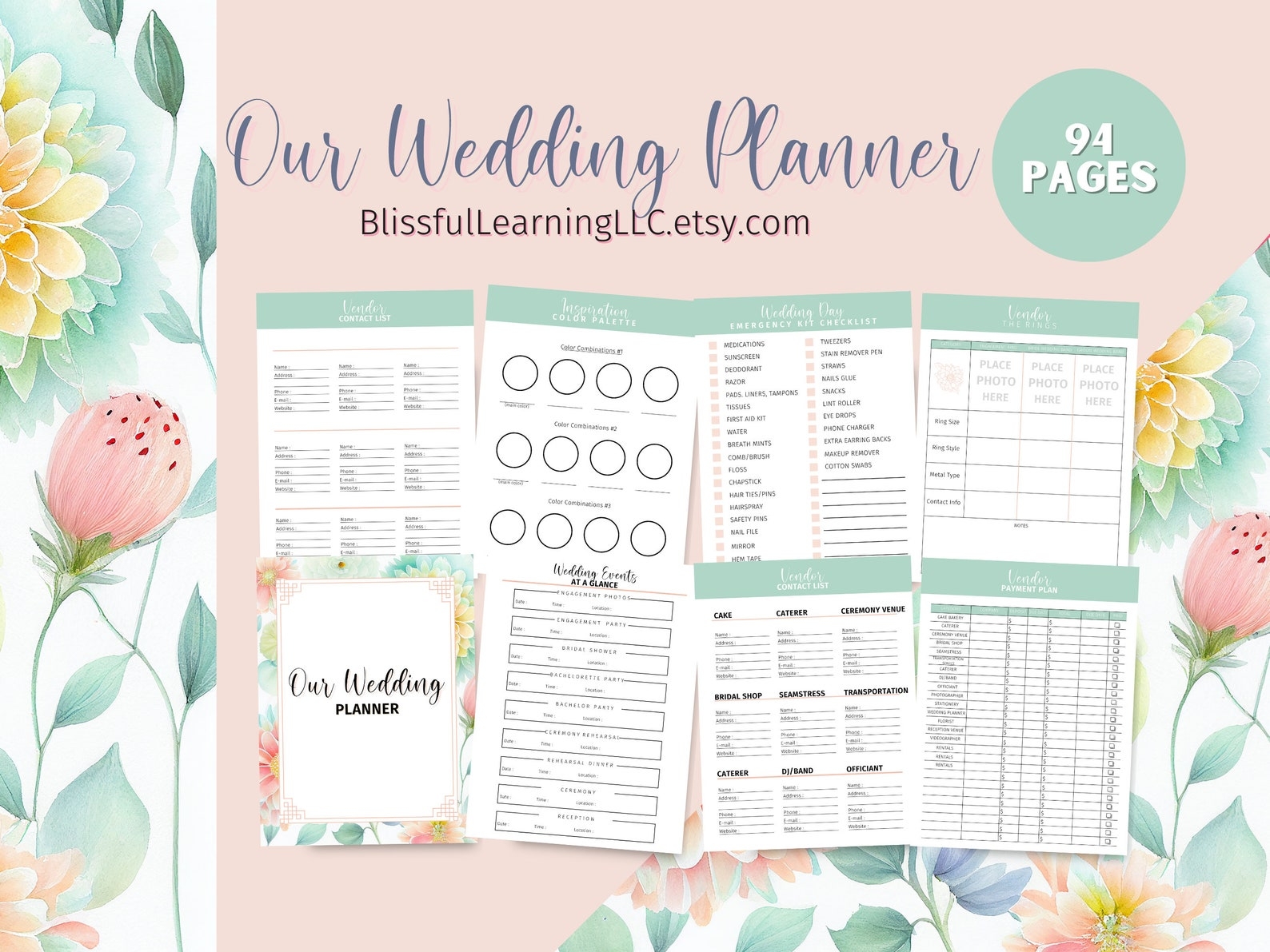 Wedding Planner Printable Wedding Planner Organizer Wedding Planning 