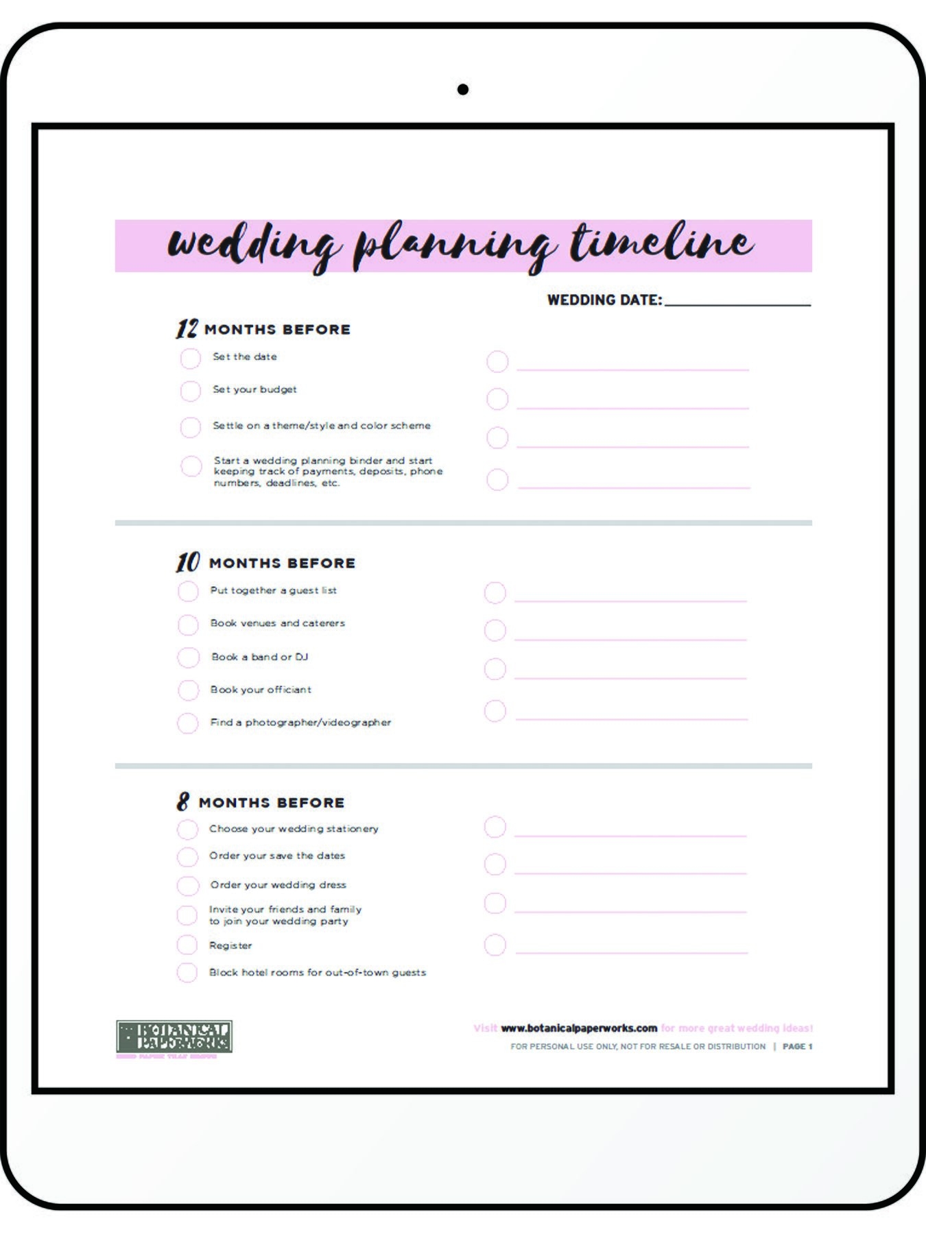 Wedding Planner Printables Printable Party Favors