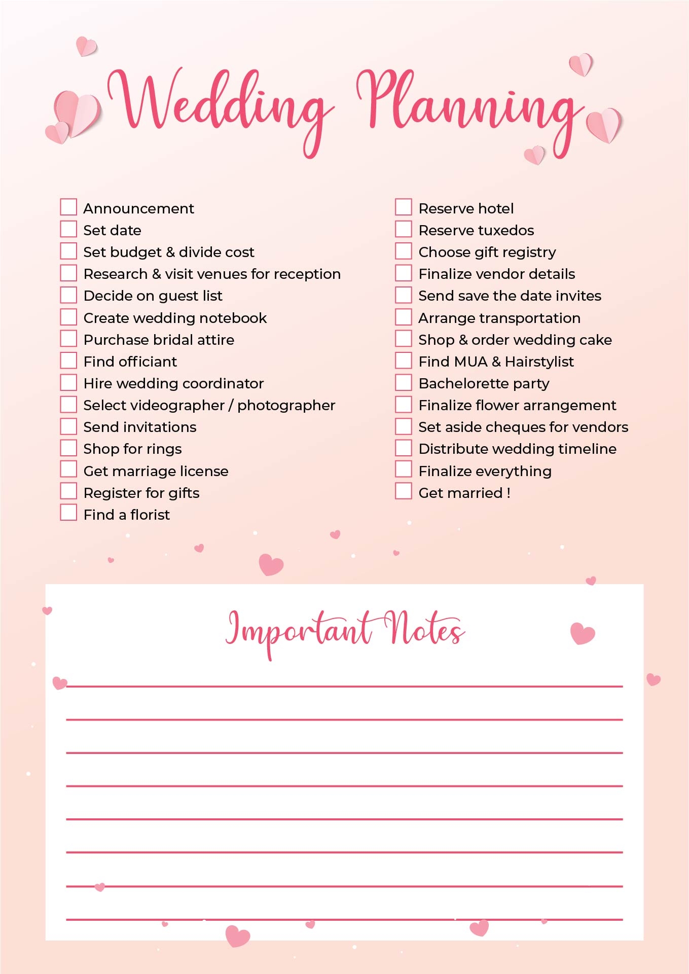 Wedding Planning 10 Free PDF Printables Printablee