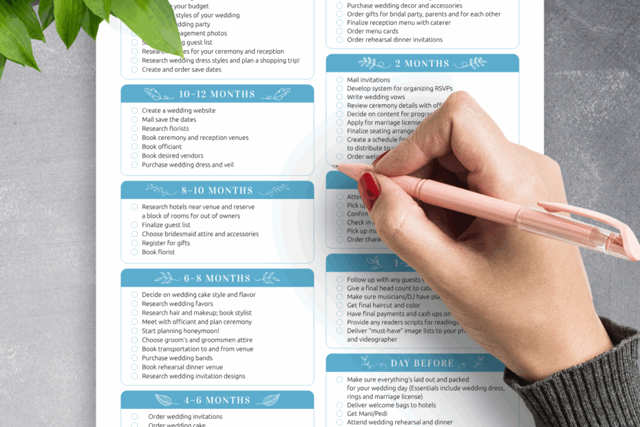 Wedding Planning Printable Checklist