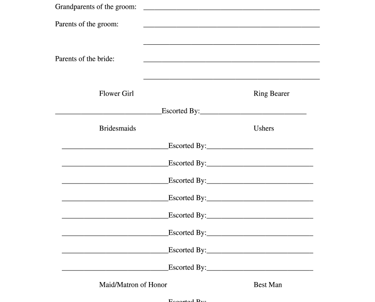 Wedding Processional Order Template Fill Online Printable Fillable