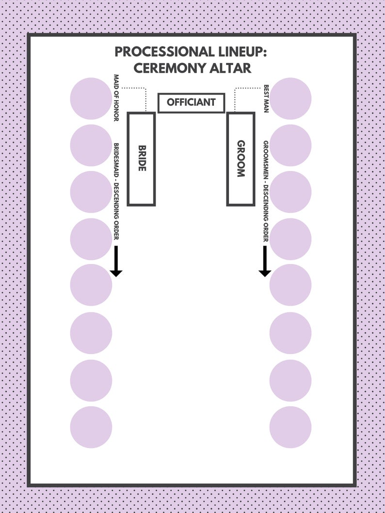 Wedding Processional Template Wedding Lineup Template Wedding 