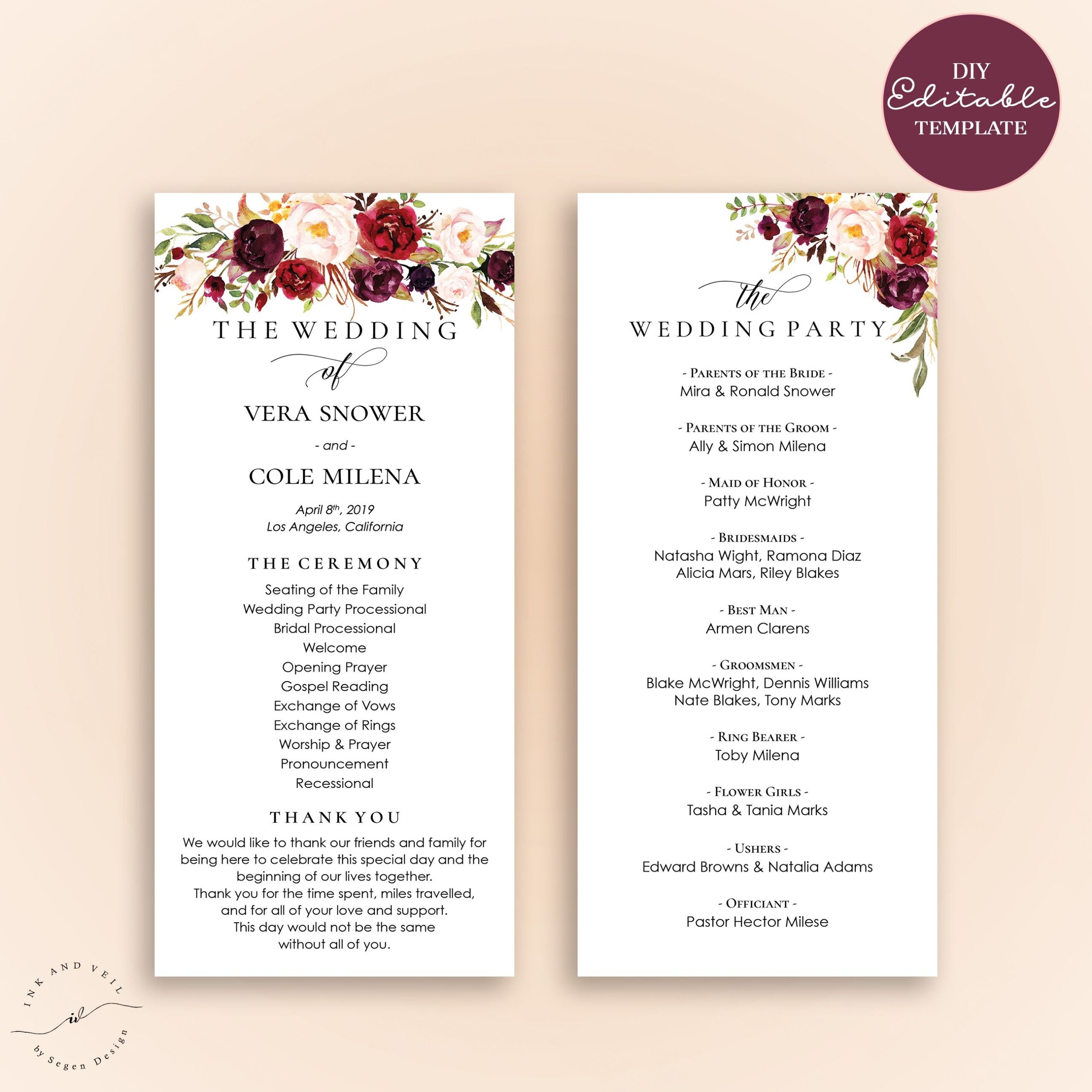 Wedding Program Examples Wedding Program Template Free Wedding 